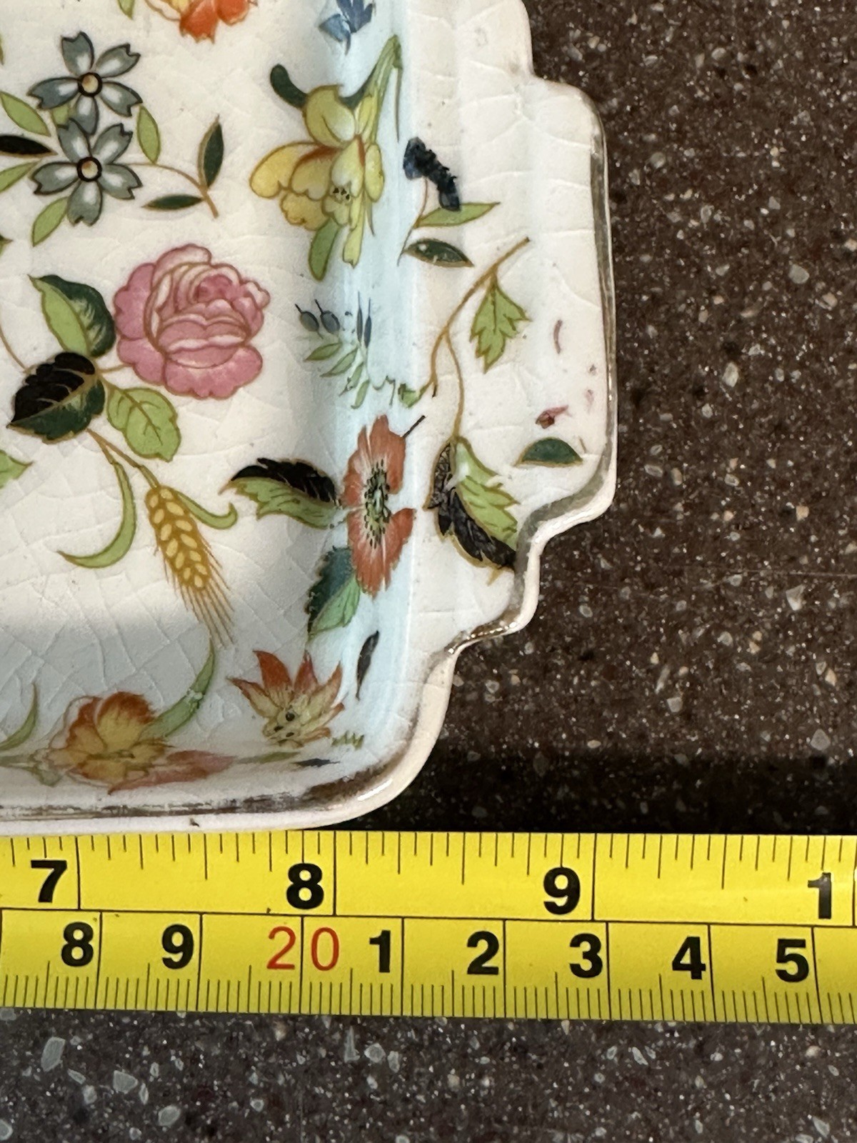 Vintage Japan Chintzware Rectangular Tray Floral Porcelain Trinket Vanity Dish