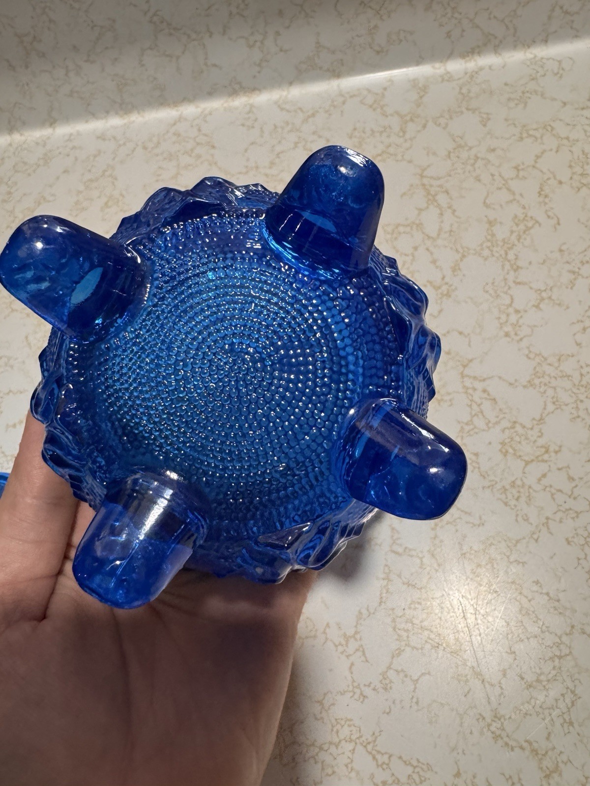 Vintage Jeannette Glass “Stippled Grapes” Lidded Candy Dish