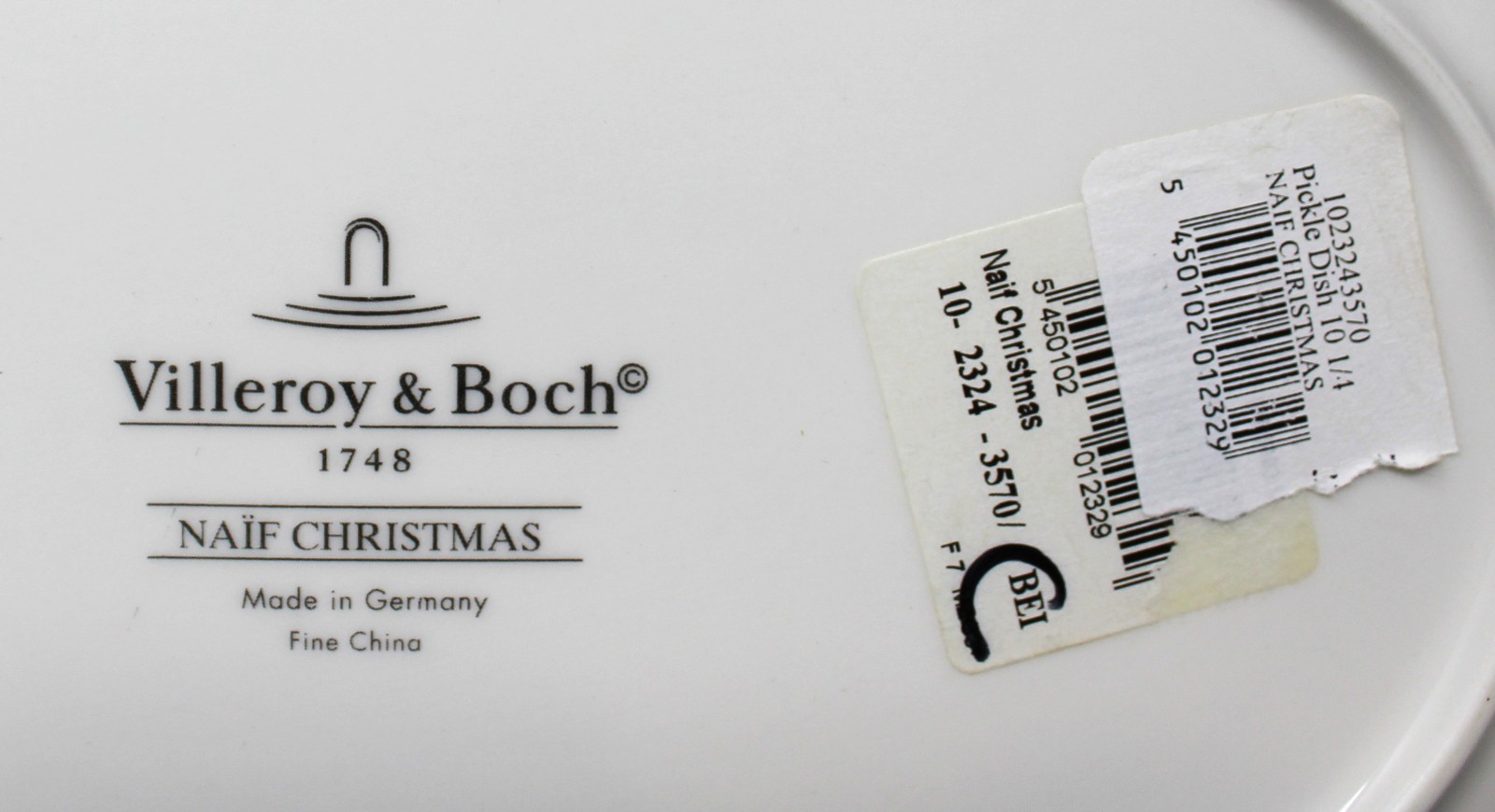 Villeroy & Boch 1748 Naif Christmas Laplau Double Handle Pickle Dish Tray 10.25″