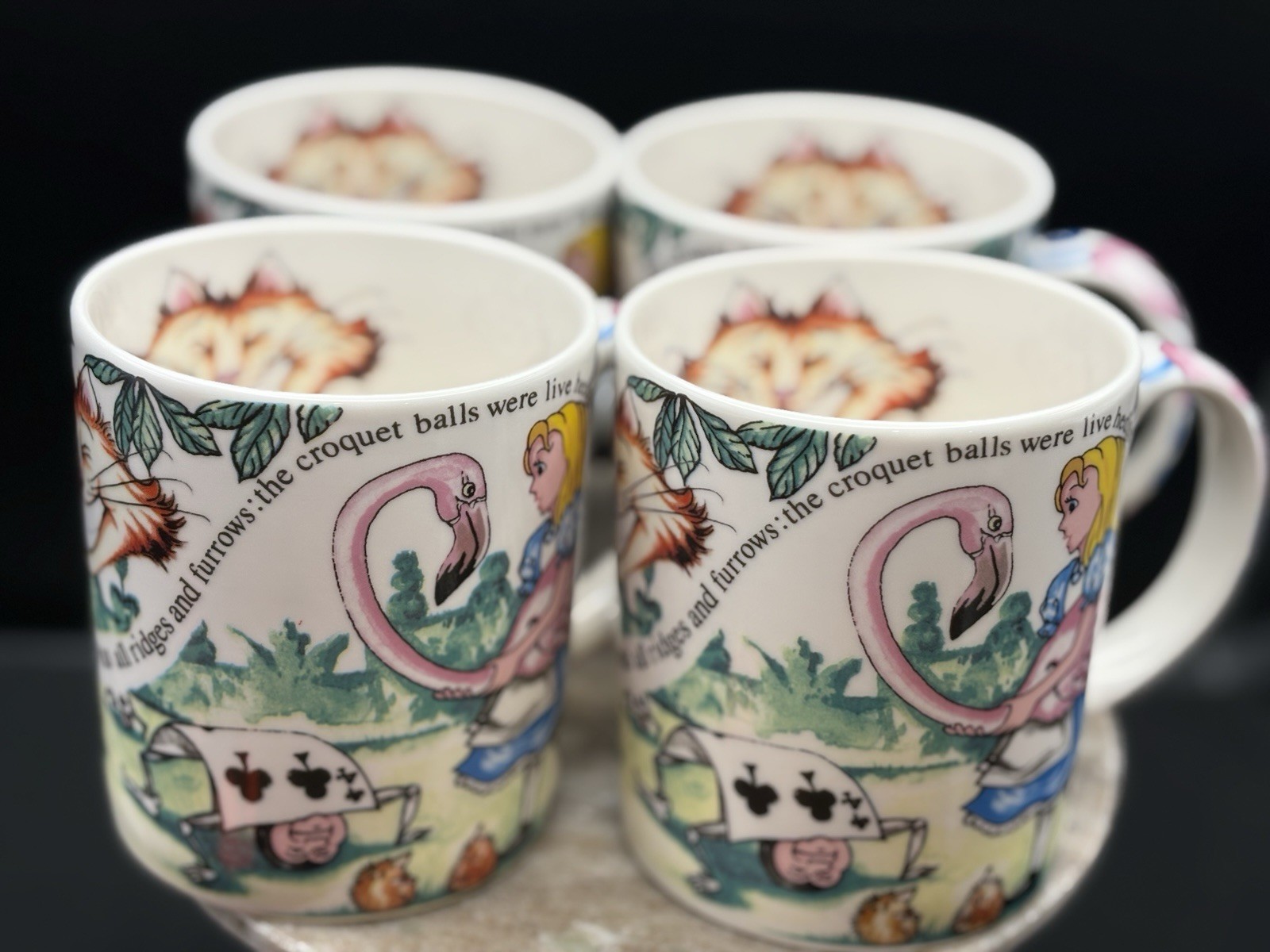 Alice In Wonderland Tea Coffee Mug Paul Cardew Croquet Cheshire Cat Set Of 4