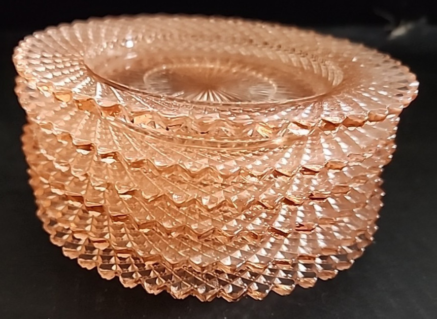 6 Miss America Anchor Hocking Saucers Pink 5 1/2 Inches