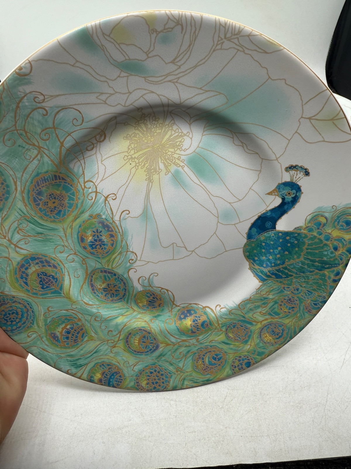 222 Fifth Lakshmi Peacock Floral Salad Plates Set of 4 Multicolor – Read