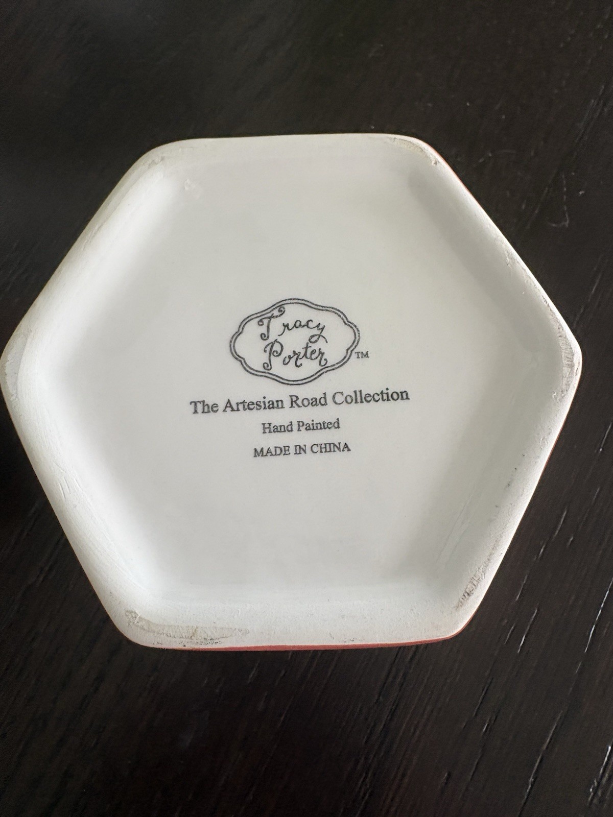 Hand Painted Tracy Porter The Artisan Road Collection Lidded Hexagon Ceramic Jar