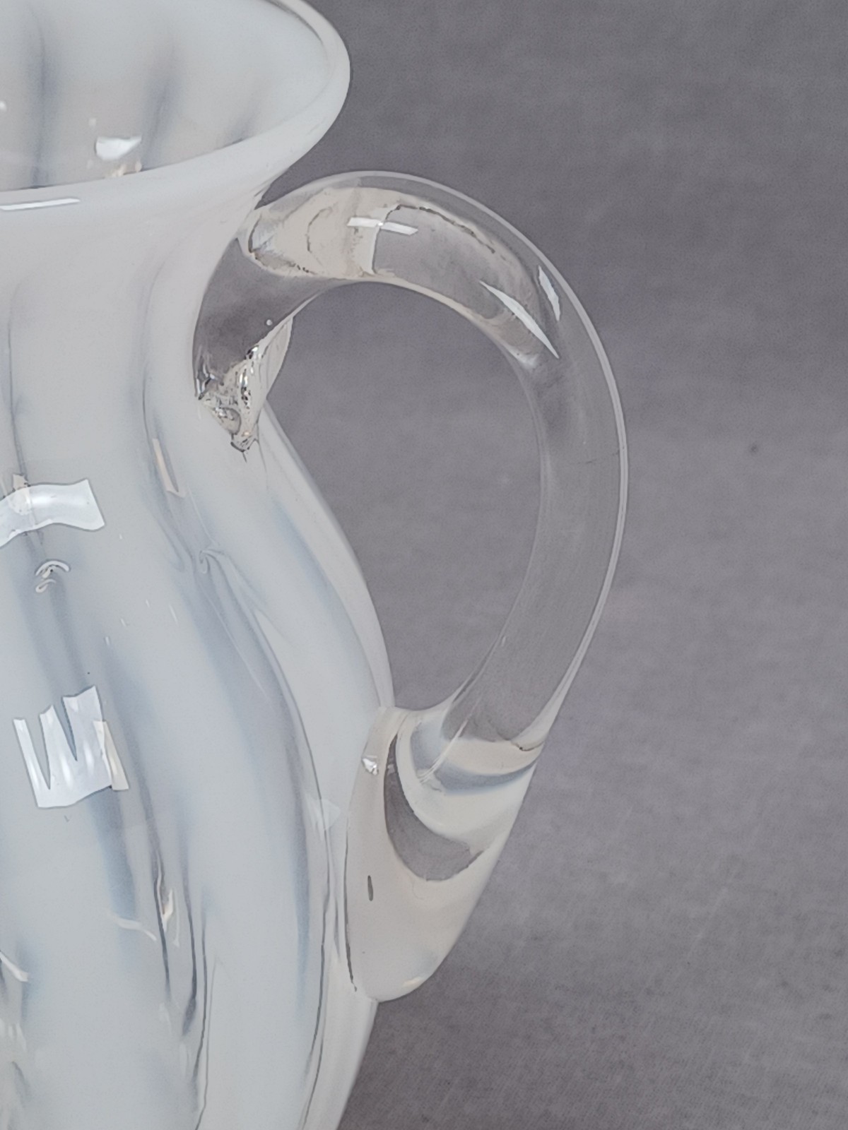 Bohemian Harrach Opalescent Stripe 5 1/4 Inch Glass Creamer / Pitcher