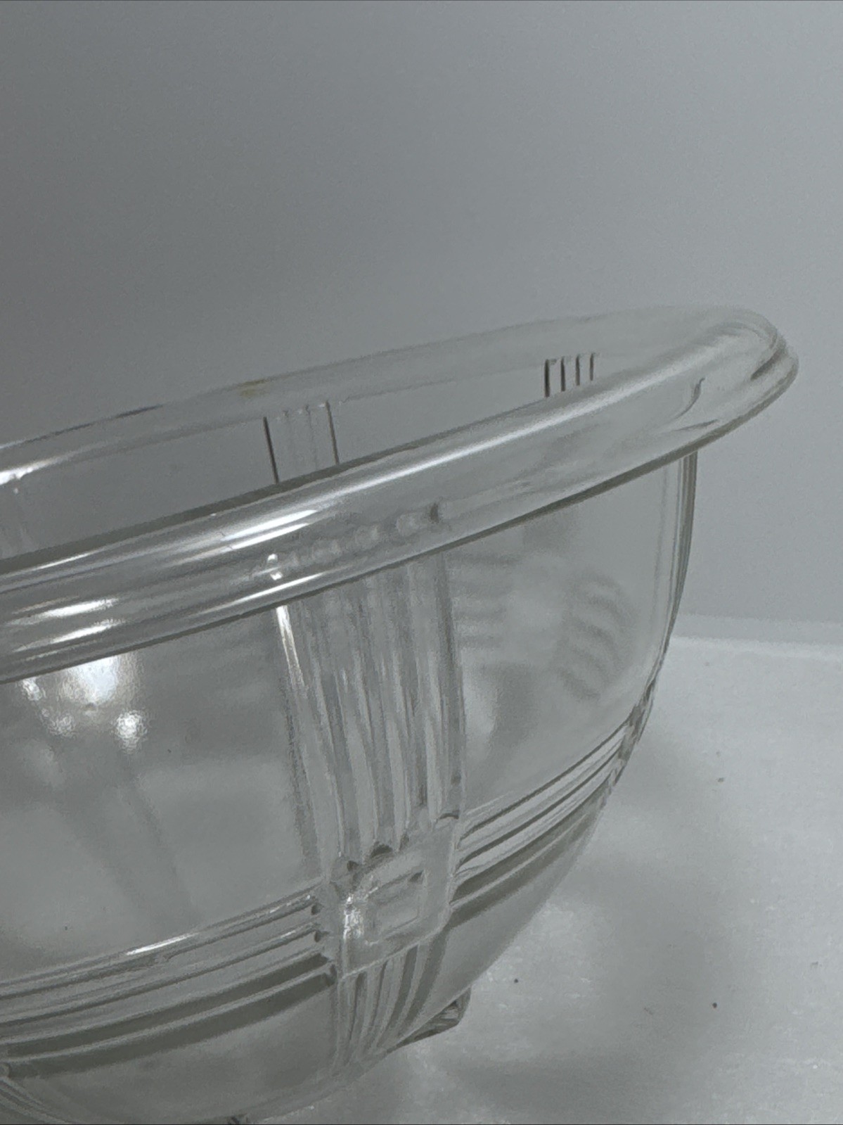 Vintage HAZEL ATLAS Clear Mixing Bowl Criss Cross Rolled Rim Lot 0f 2