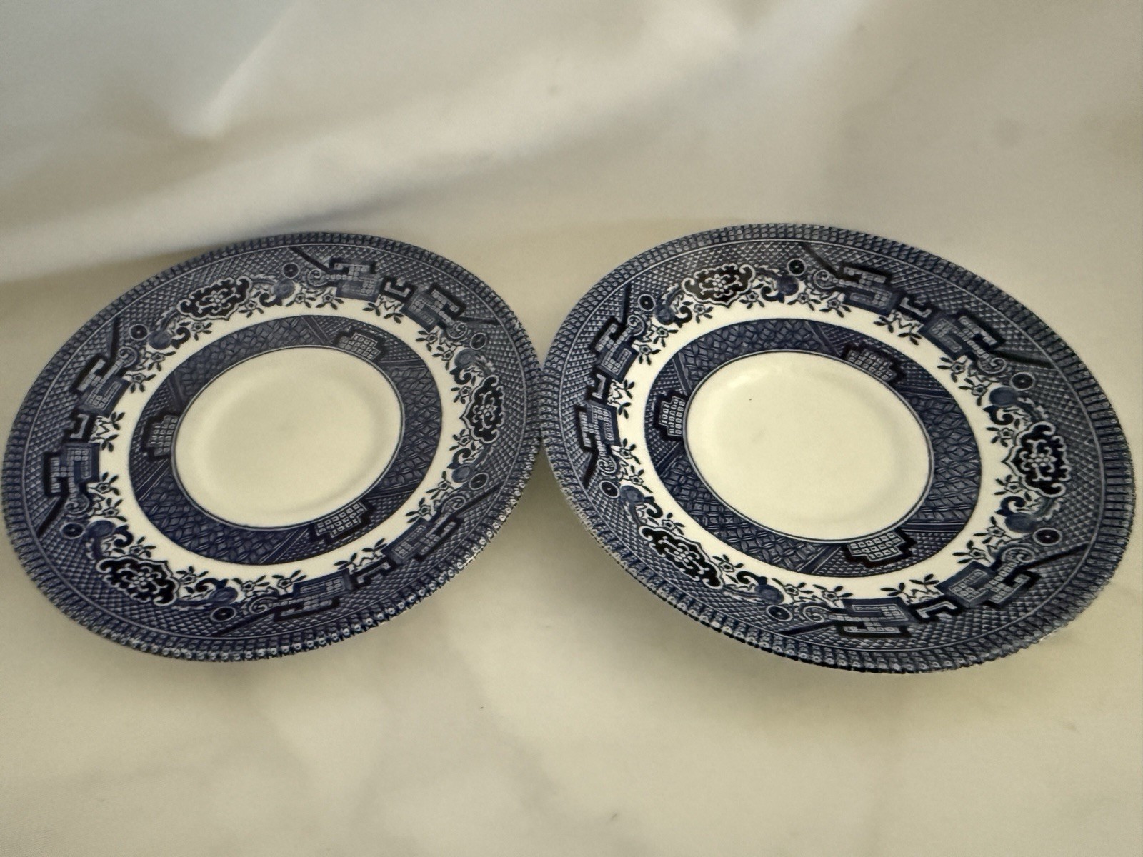 (2) 5 1/4″ CHURCHILL BLUE WILLOW CUP AND SAUCER ENGLAND EXCELLENT CONDITION