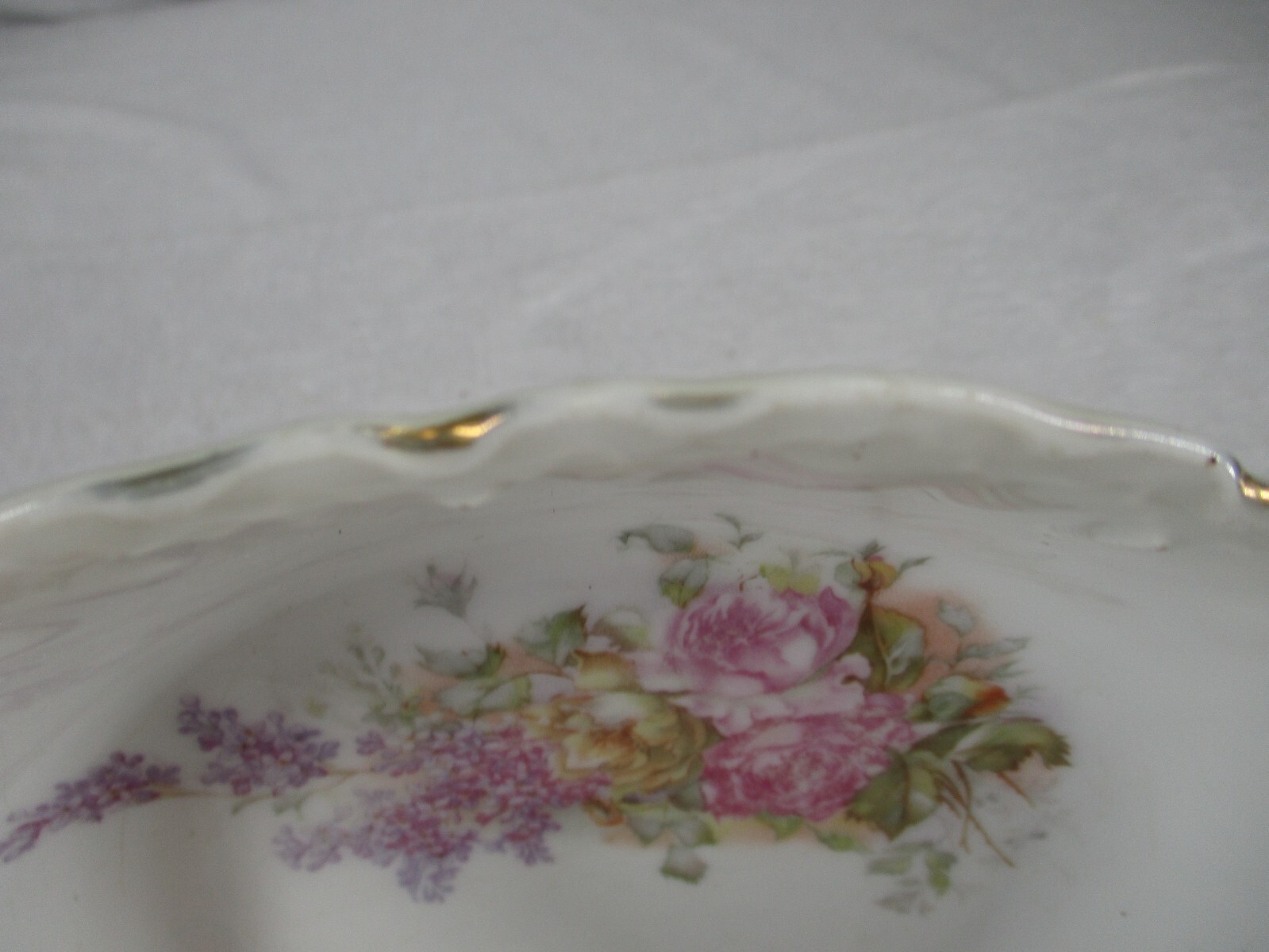 Victorian Austrian Salad Plate Floral Gold Trim Ceramic 8″ Diameter Vintage