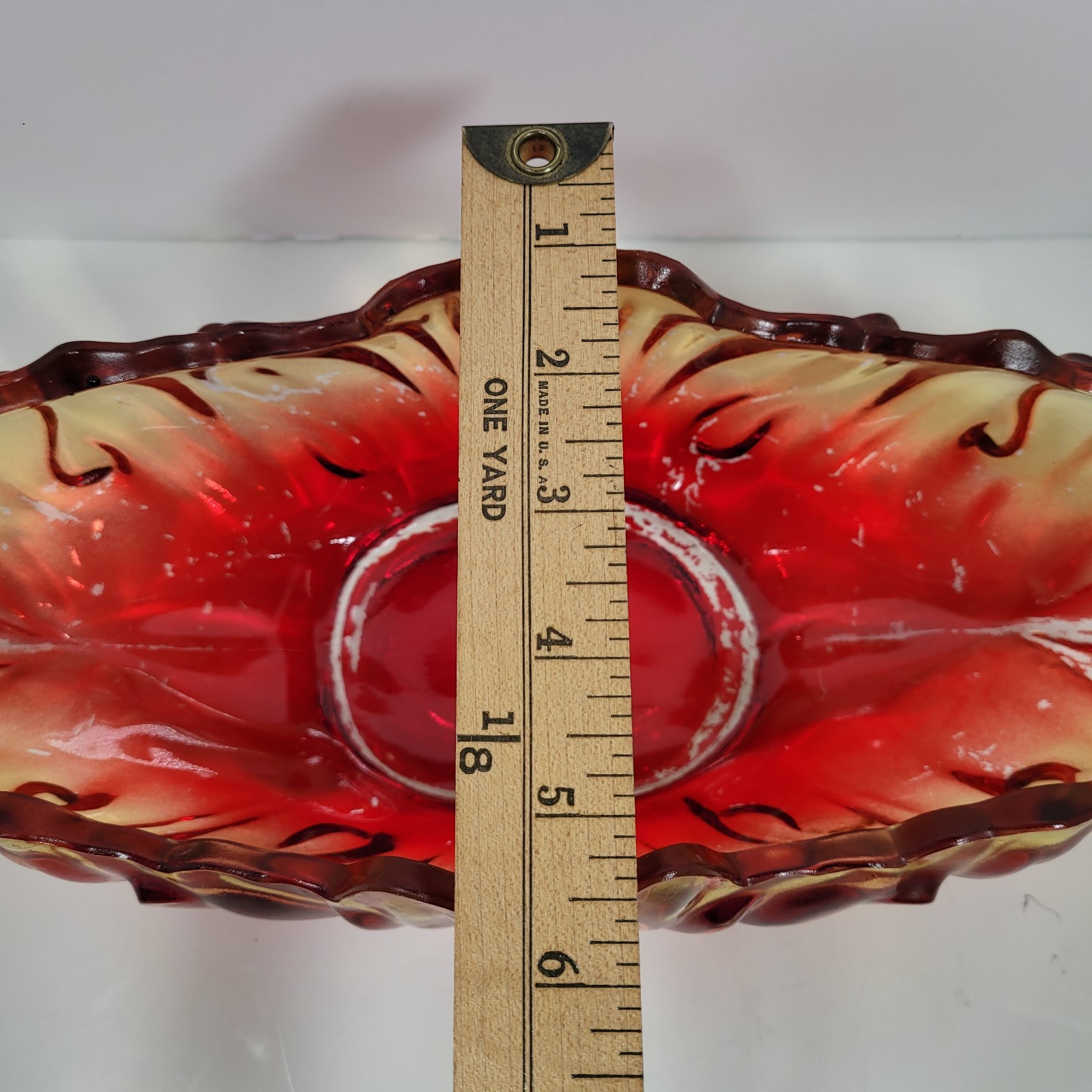 VTG Amberina Jeanette Glass Gondola Bowl 1950’s 1577S13