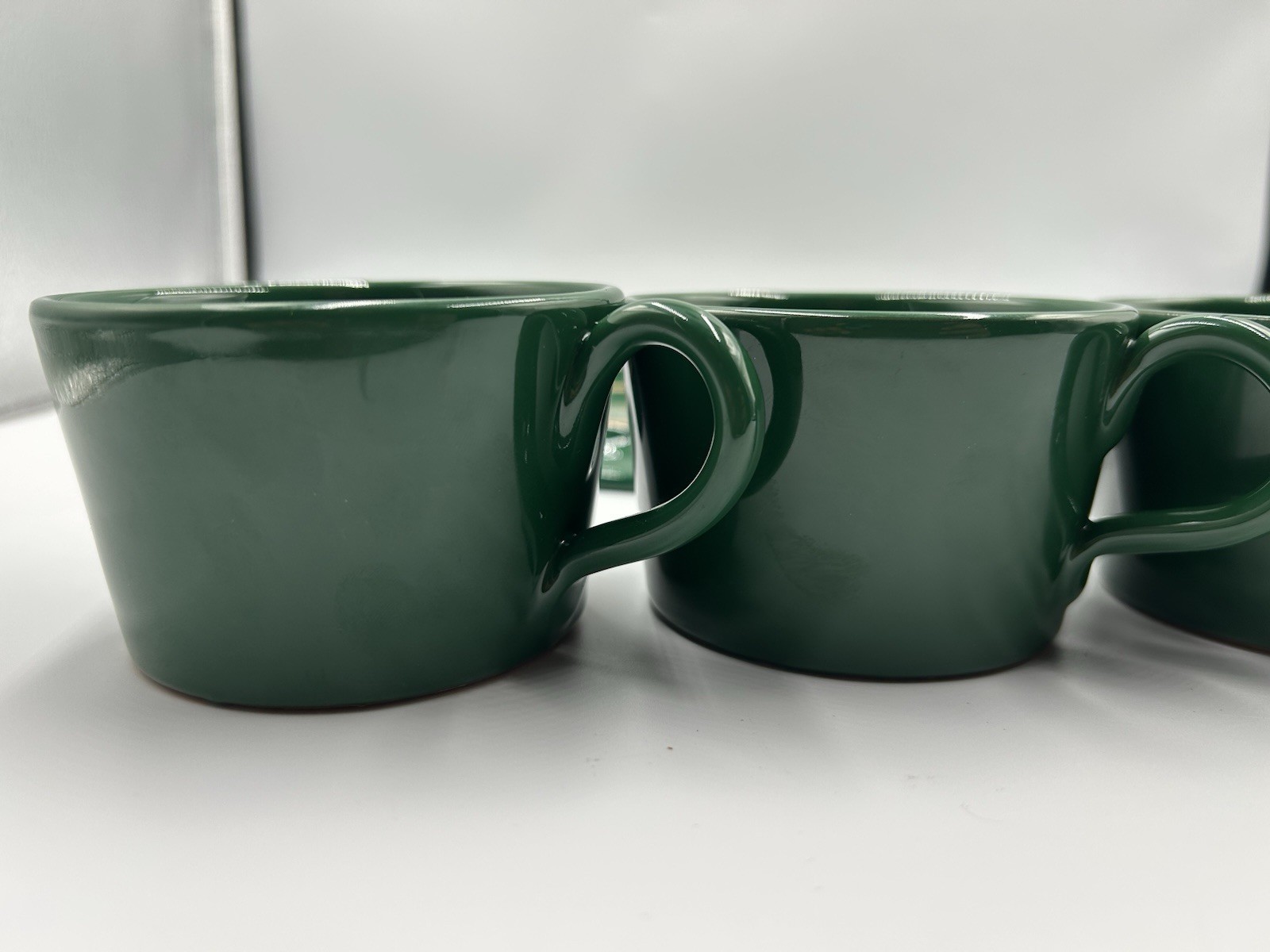 Vintage Ralph Lauren Italy Hunter Green Pottery Tea Cups & Saucers Set 4 Italy