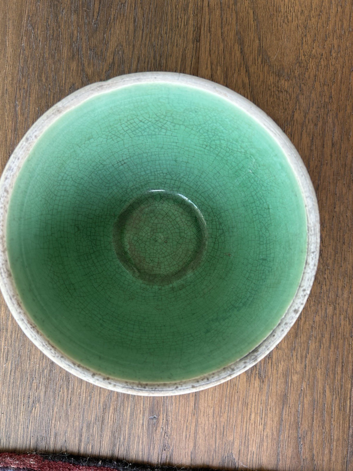 Rare Antique Mccoy Yellow Ware Pottery Green Checkerboard Mixing Bowl 6”
