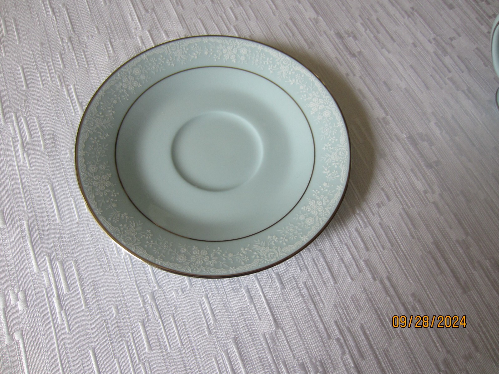 Noritake Fidelity Dinnerware sauces plates Blue White Flowers Platinum Trim EUC
