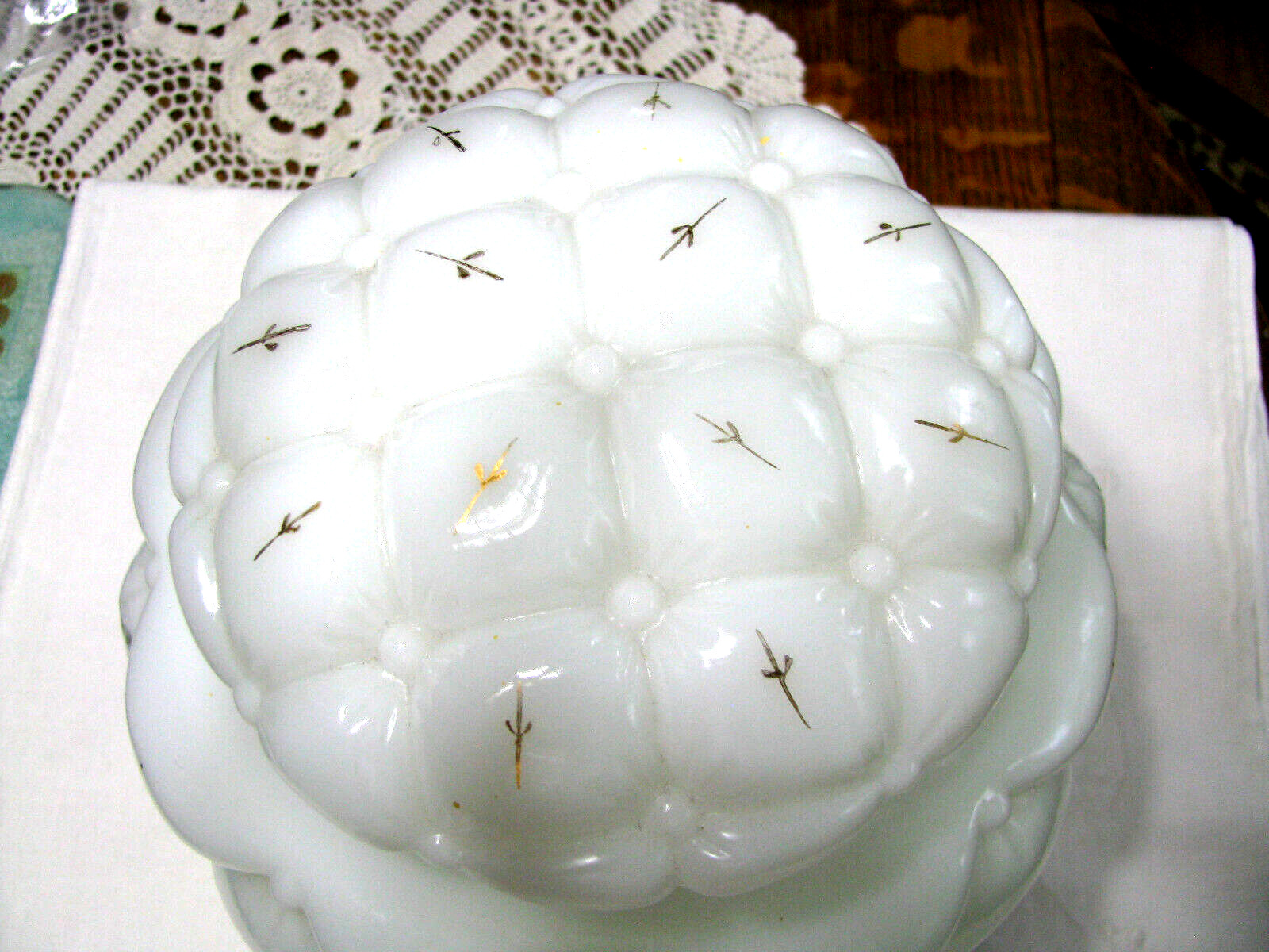 Vint Consolidated Glass Co. Wh Milk Glass – Diamond Quilt Biscuit**ON SALE**
