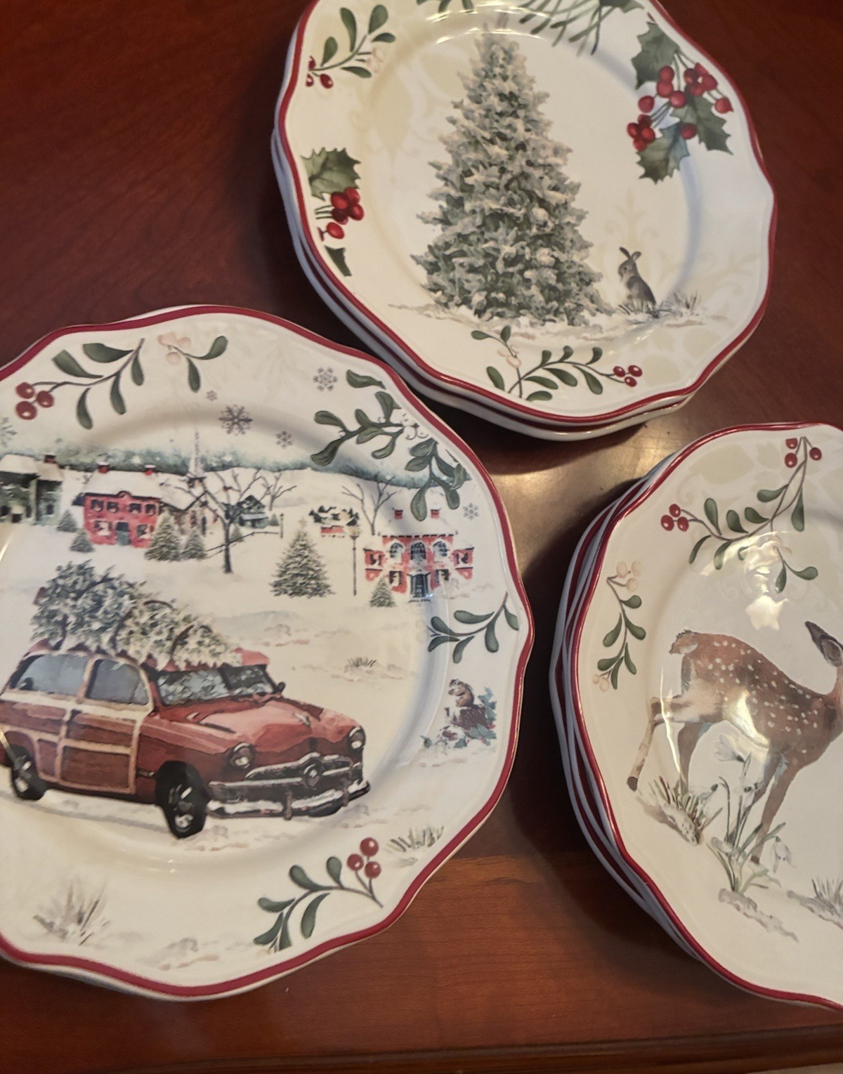 Better Homes & Gardens Christmas Heritage Plates Winter Forest Set 7
