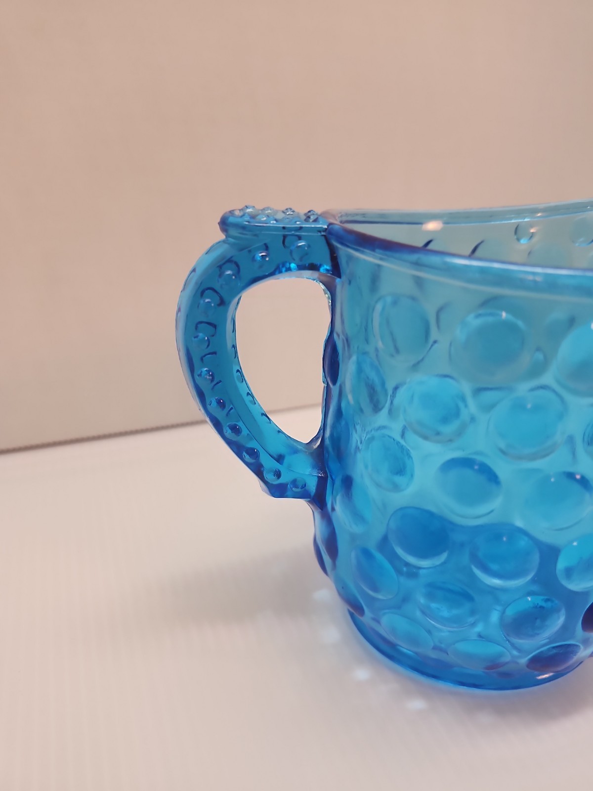 Vintage Blue Hobnail Small Pitcher Or Creamer 4.25″ Tall
