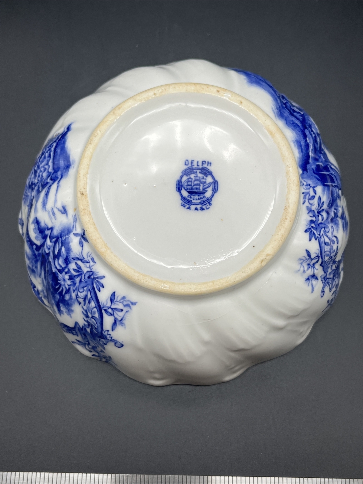 Vtg/antique William Alsger Adderley & Co. Delph Fine Bone China Bowl Blue READ