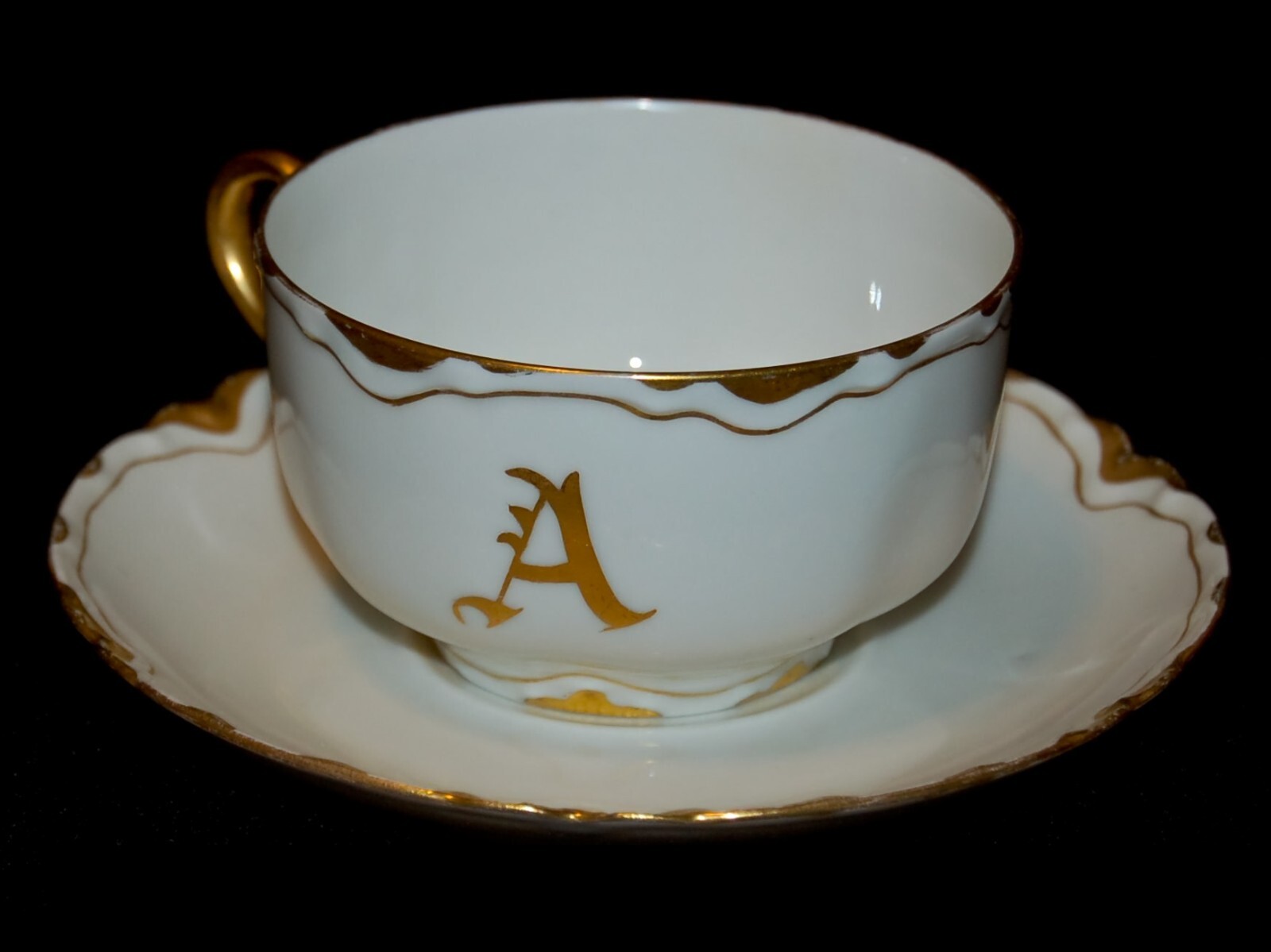 ANTIQUE Porcelain Cup Saucer LIMOGES Haviland Made in France 1905 Art Nouveau