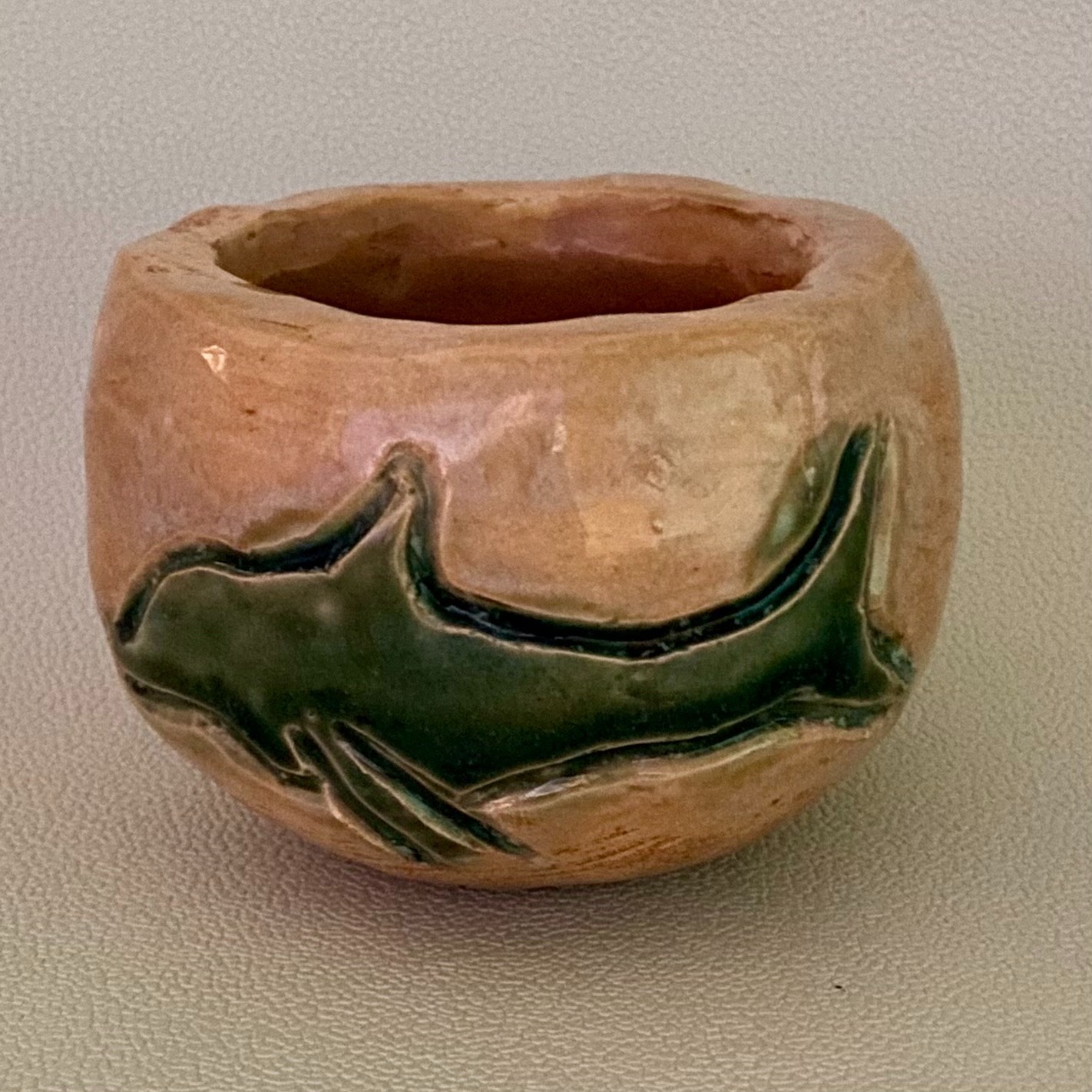 OOAK Studio Pottery Embossed Shark Pinch Pot Small Bowl Handcrafted Shark Week