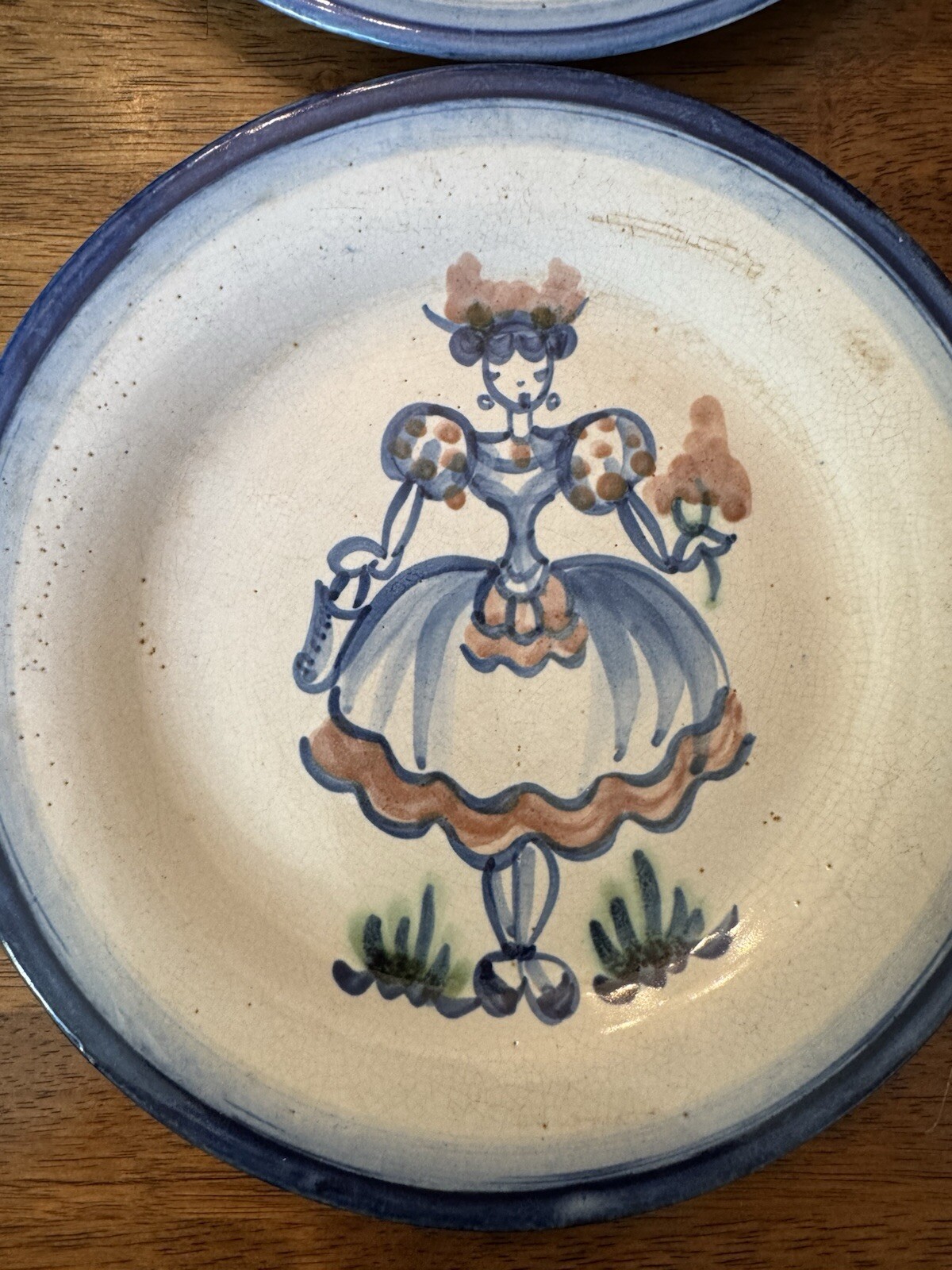 2 Vintage John B Taylor Art Pottery Milkmaid Lunch Plates 9” Louisville