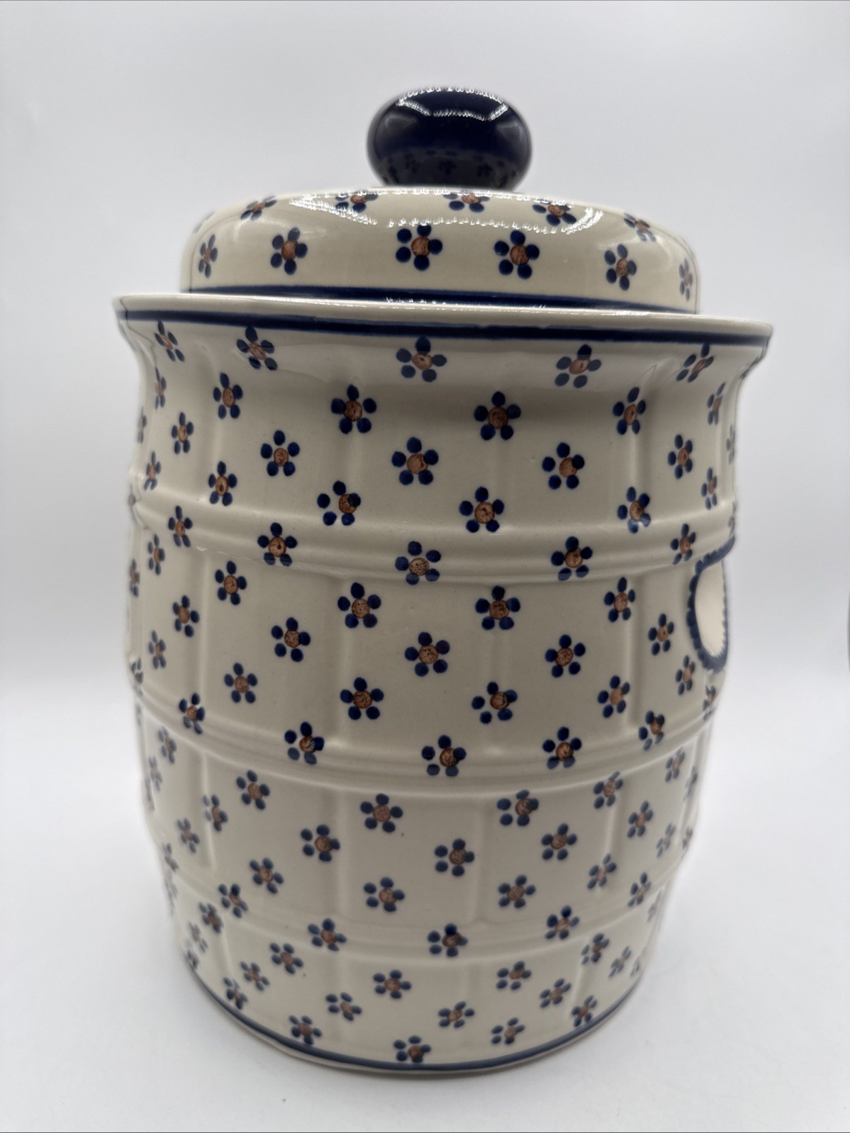 Polish Pottery Boleslawiec Pickeling Fermenting Sauerkraut Jar Water Seal 12”
