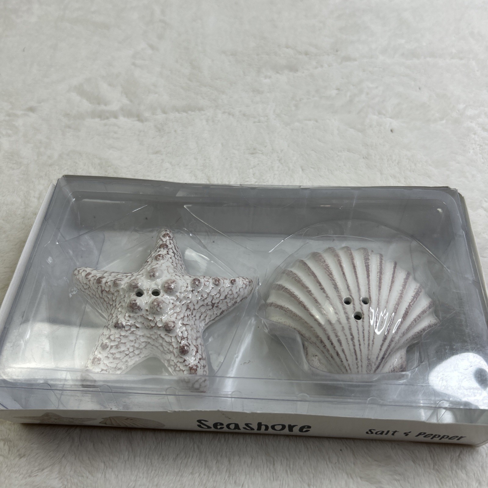 White Seashell Starfish Salt and Pepper Shakers Beach Decor