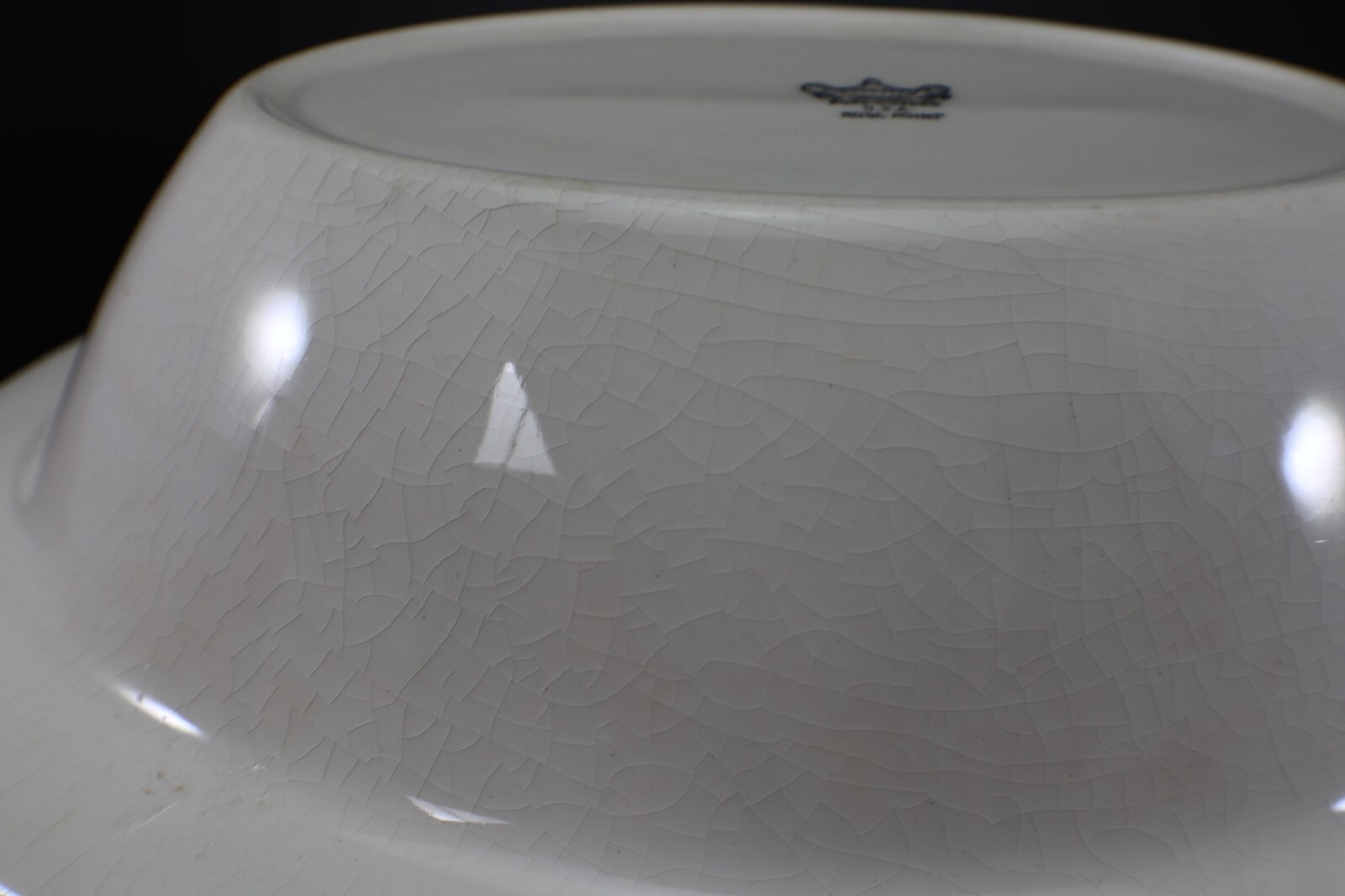 Pope Gosser Rose Point Oval VEGETABLE BOWL White with Raised Roses Vintage USA