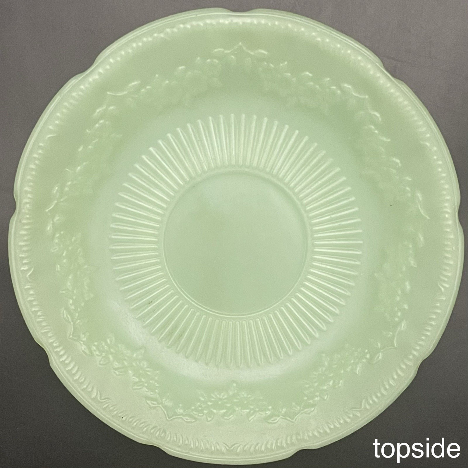 Anchor Hocking Jadeite Alice Replacement Saucer Only 1945-1949 USA 6 1/8″dia