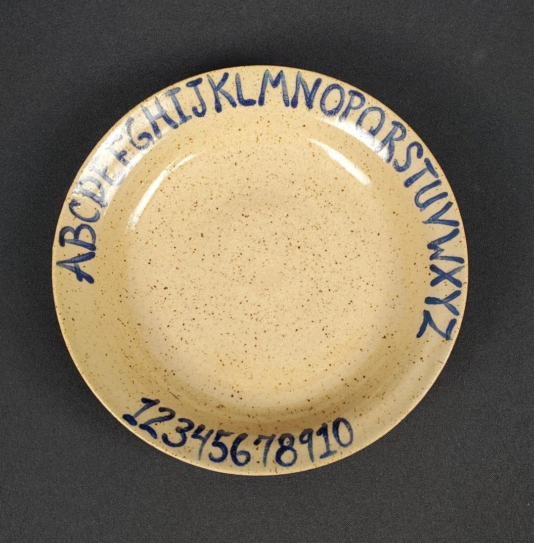 Sugar Loaf Pottery Child’s ABC 123 Salt Glazed Low Bowl Saucer 1993 7.5 Inches