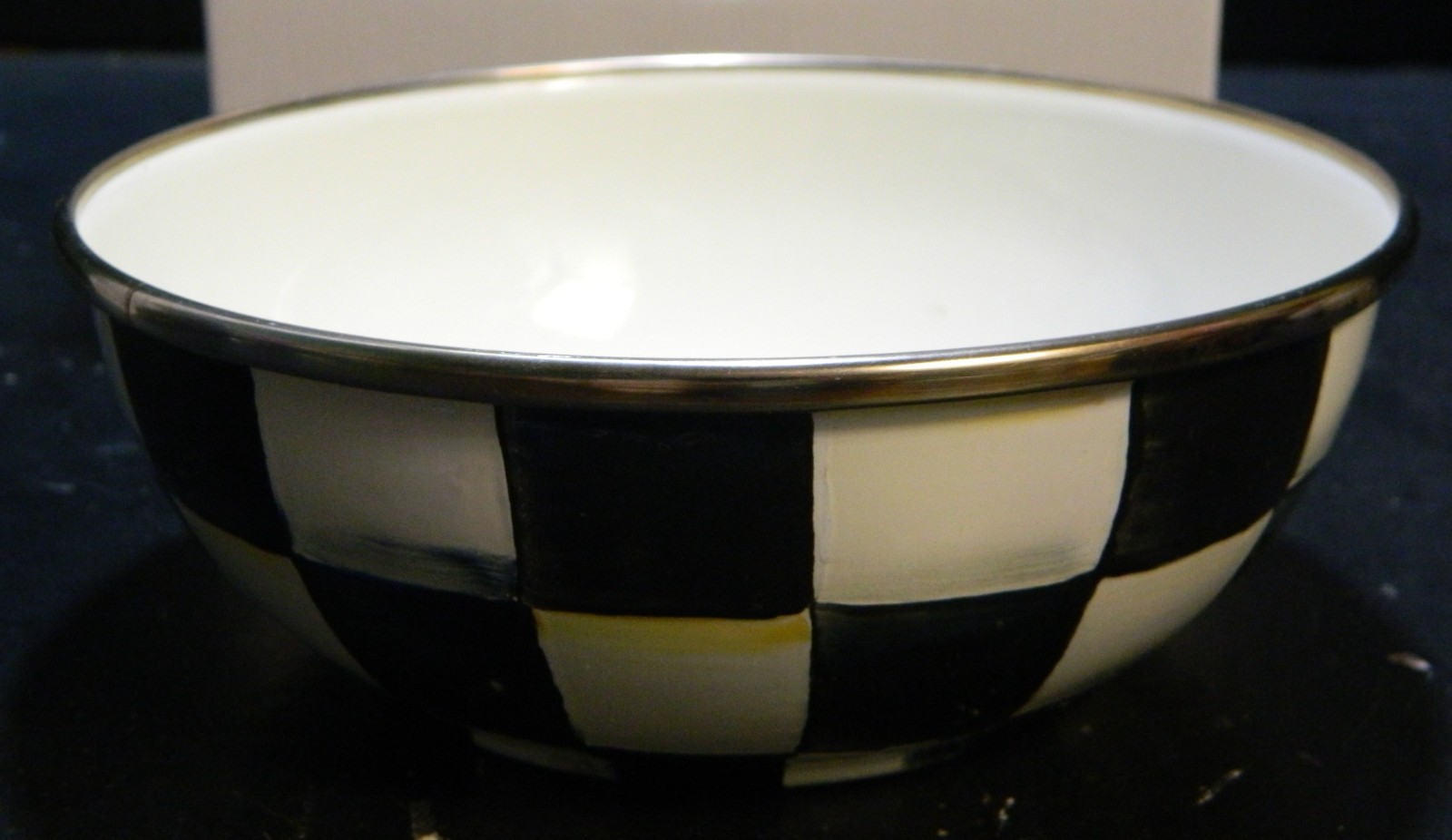 Mackenzie Childs Courtly Check Enameled Round Bowl 2.13″ x 5.94″ x 5.94″ NIB