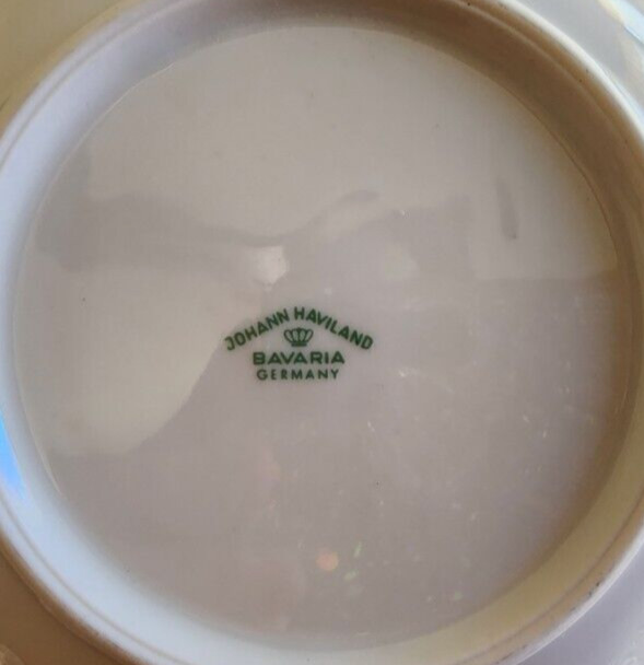 Blue Garland Cup Saucer Set Johann Haviland Porcelain White Blue Platinum !