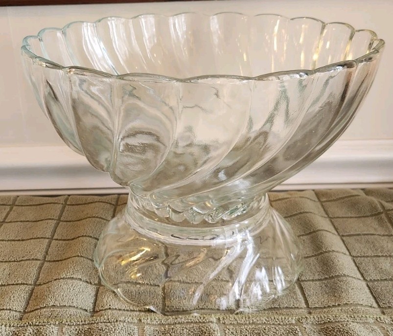 HAZEL ATLAS COLONIAL SWIRL Punch Bowl Set 12 CUPS, PUNCH BOWL + STAND