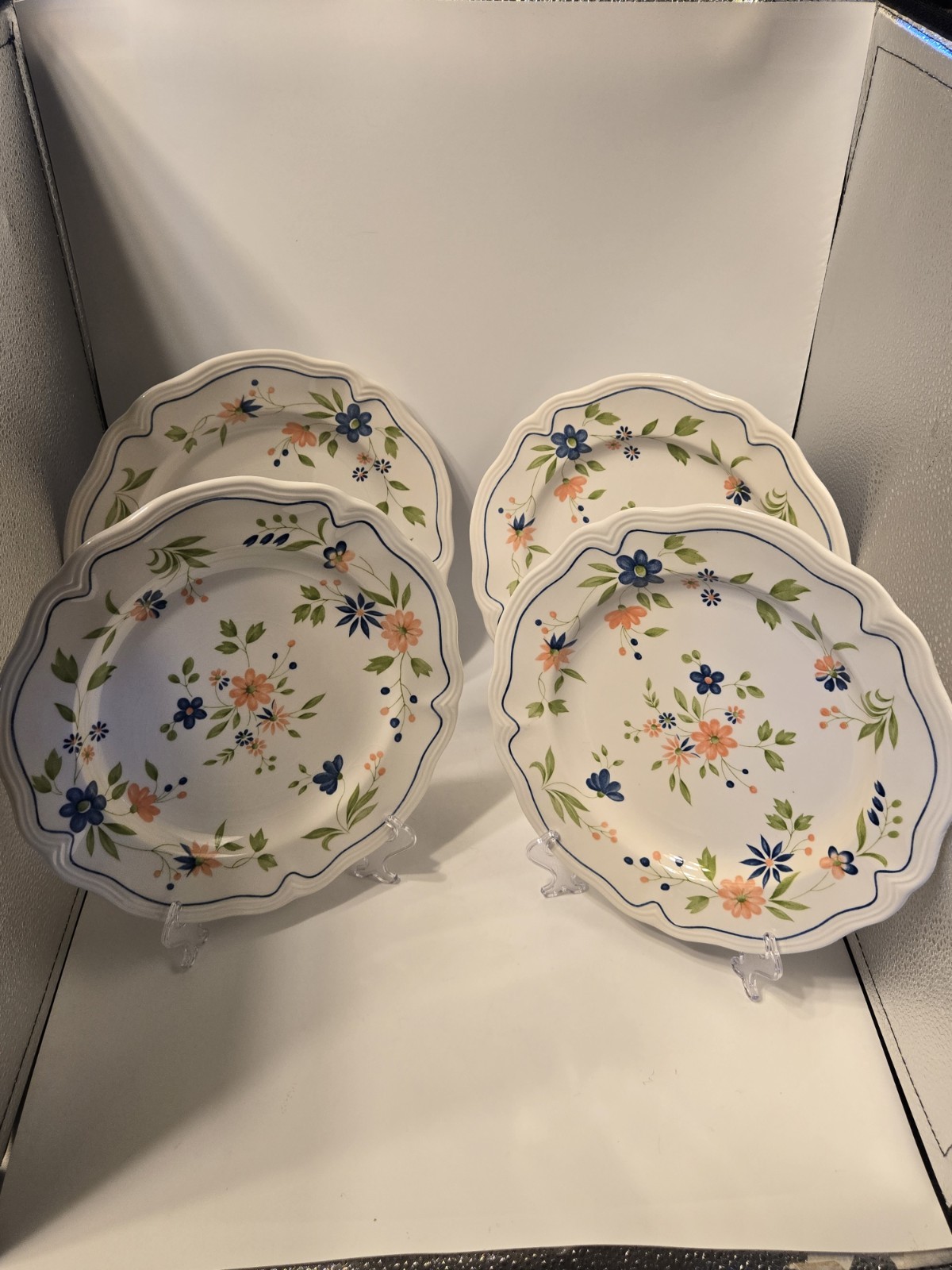 Vintage Sears Country French Ironstone 70’s #4453 Scalloped Floral Set Of 12