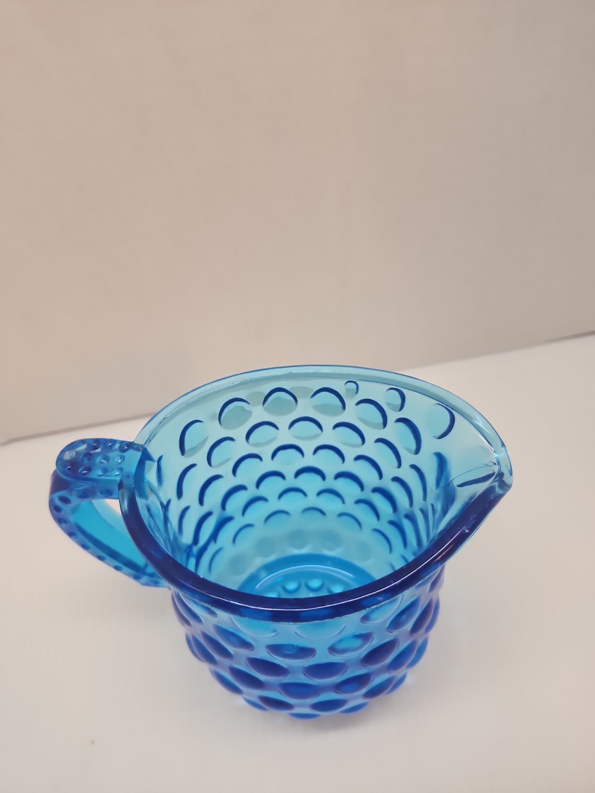 Vintage Blue Hobnail Small Pitcher Or Creamer 4.25″ Tall