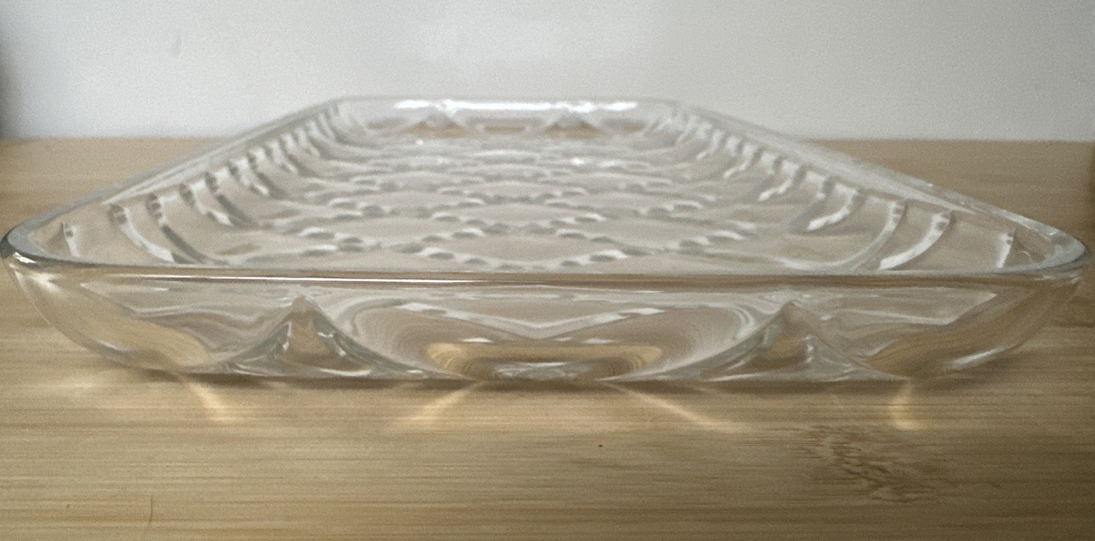 Clear Crystal Serving Tray 13×6.5 Rectangular Diamond Quilted Pattern