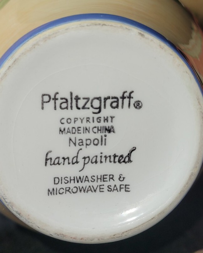 Pfaltzgraff NAPOLI Large Jumbo Size Cups Mugs – Set of 5- Hand Painted