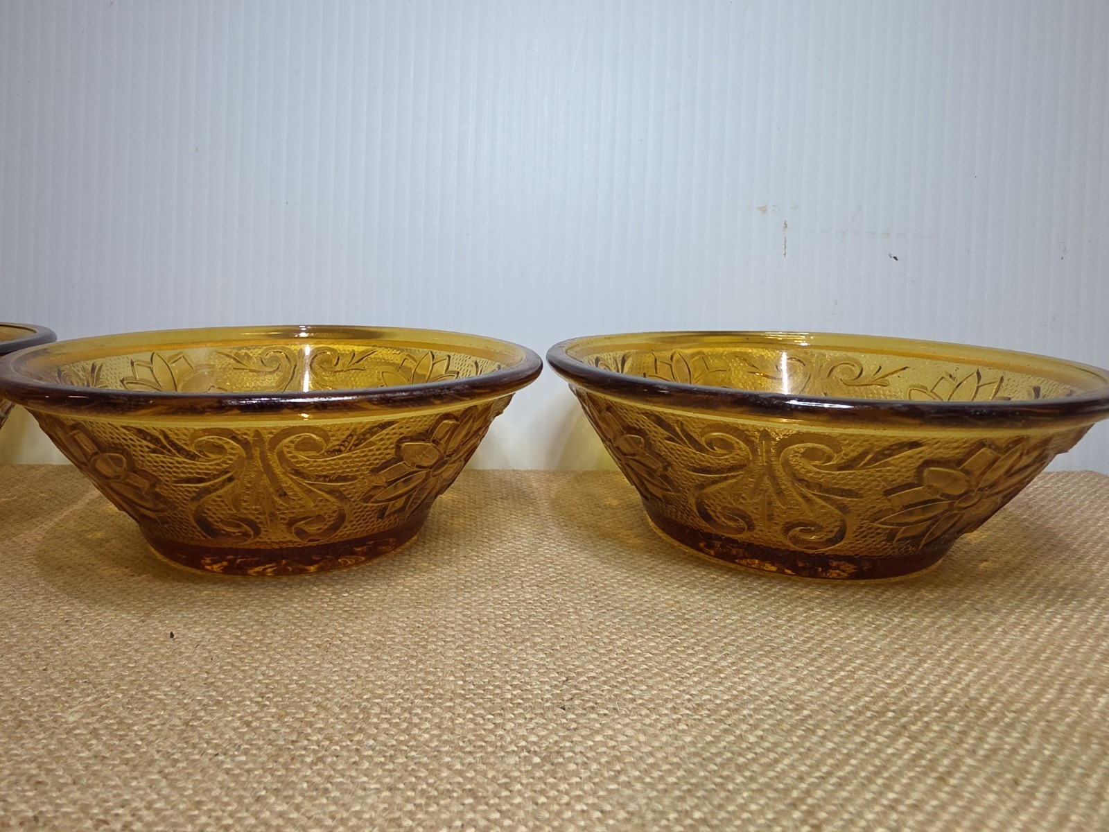 Set of 4 Vintage Amber Tiara Indiana Glass Dessert Fruit Bowls