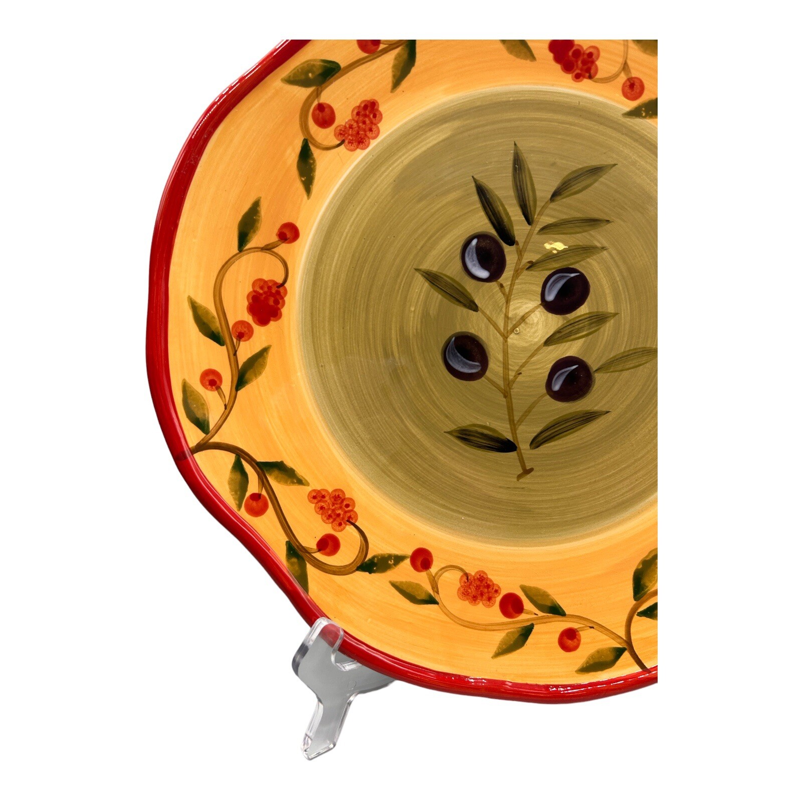 Primavera Hand Painted by Casa Elite Round Platter Olives & Orange Italian 12″