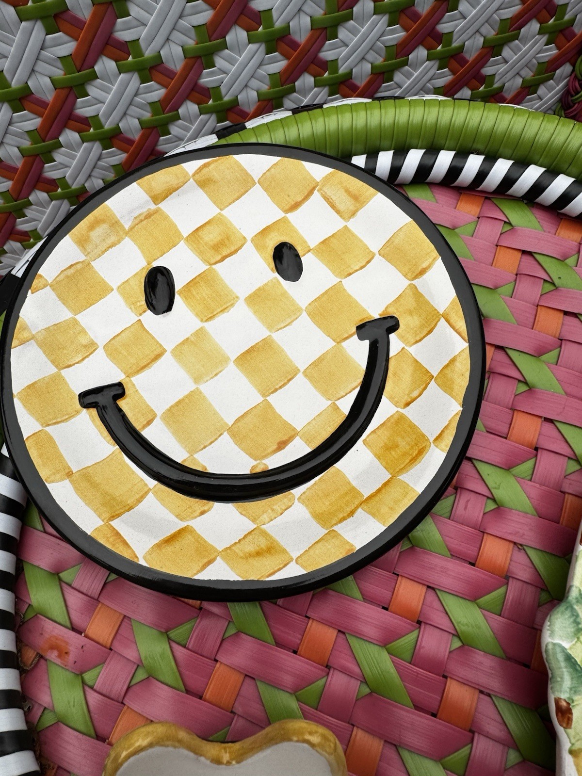 MACKENZIE CHILDS 8” Smiley Face Plate Made In Aurora – Never Released Limited