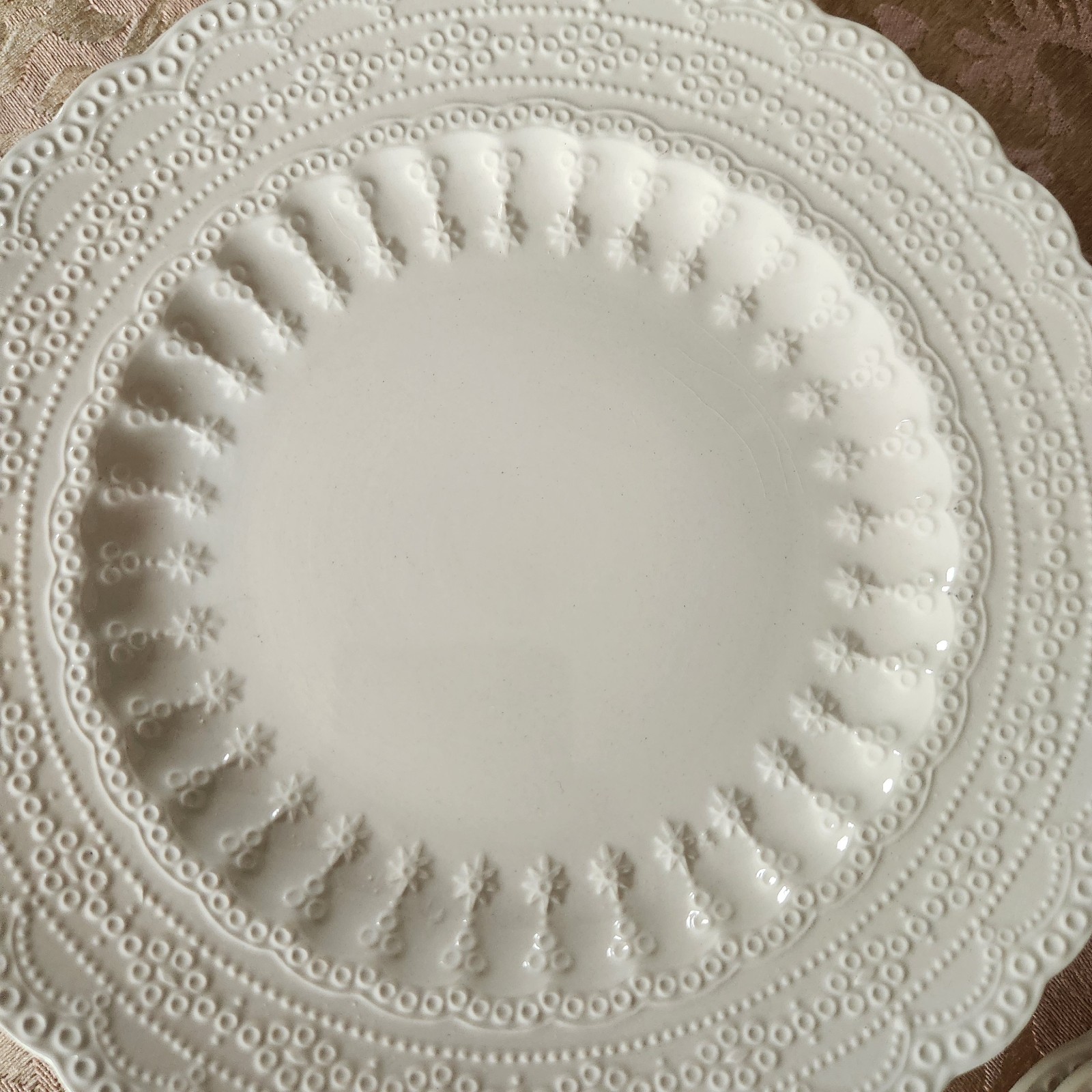Spode Jewel Copeland Lace Print 8 inch Salad Dessert Plate Ivory White England