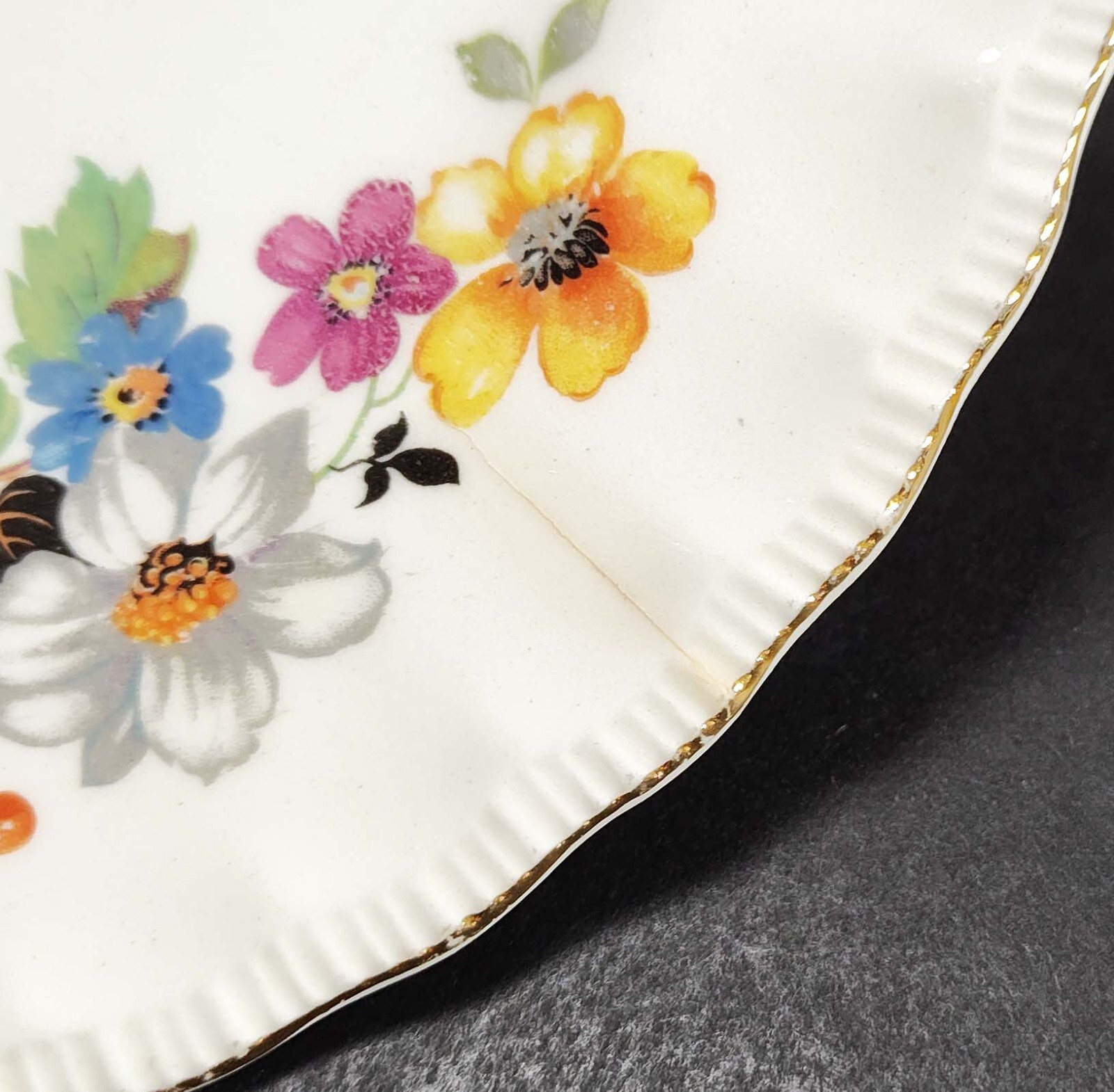 4 Vintage Mismatched China Salad Plates Gallery Wall Collection Display Cracked