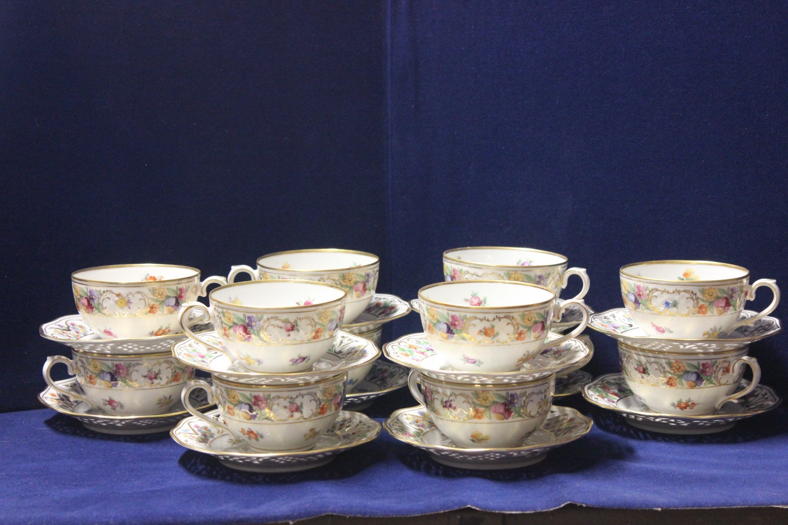 Schumann Bavaria Dresden Empress Chateau Flat Teacup & Saucer Set, 12 Sets Avail