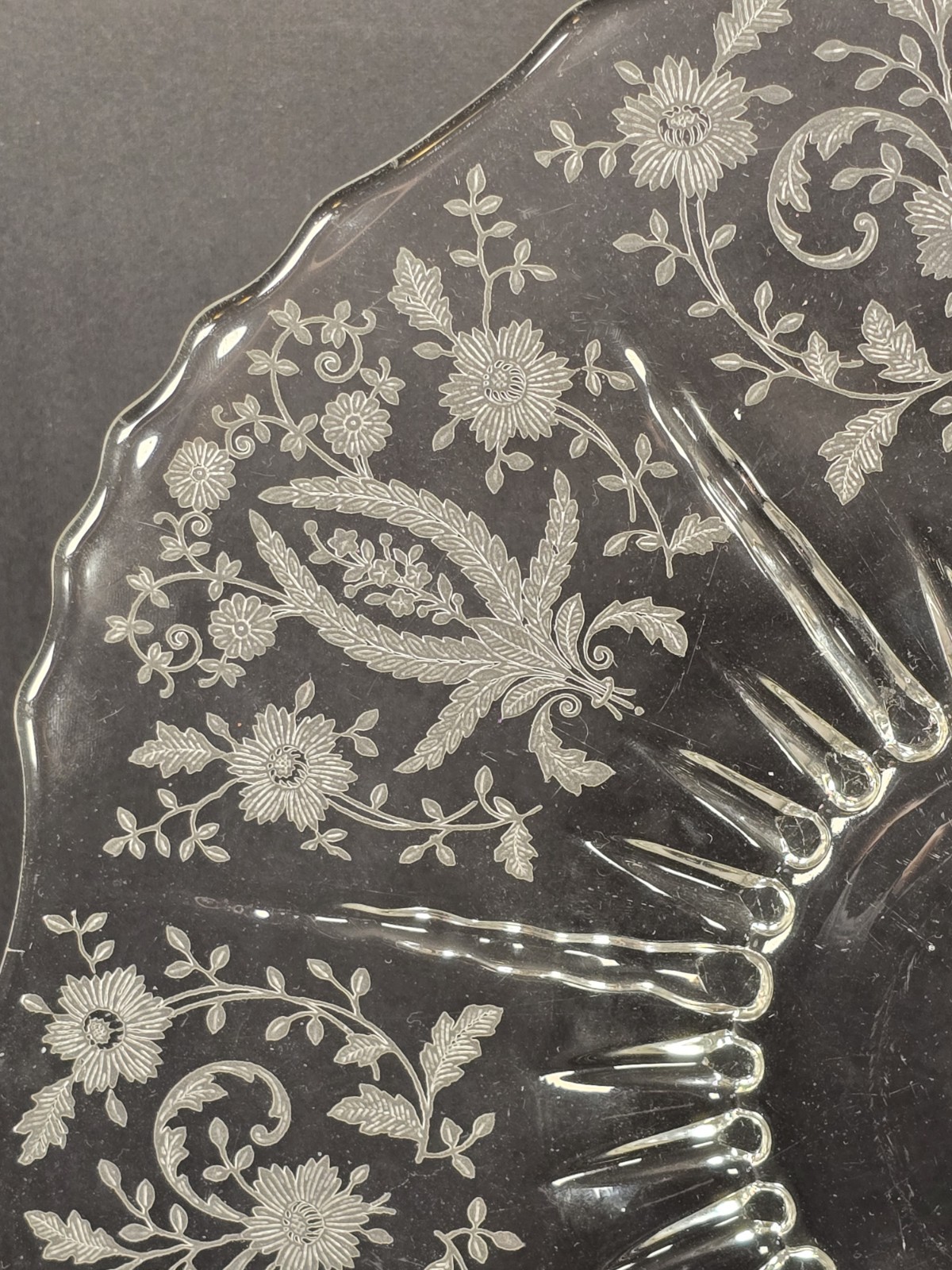 New Martinsville Prelude Etched Glass Salver Plate