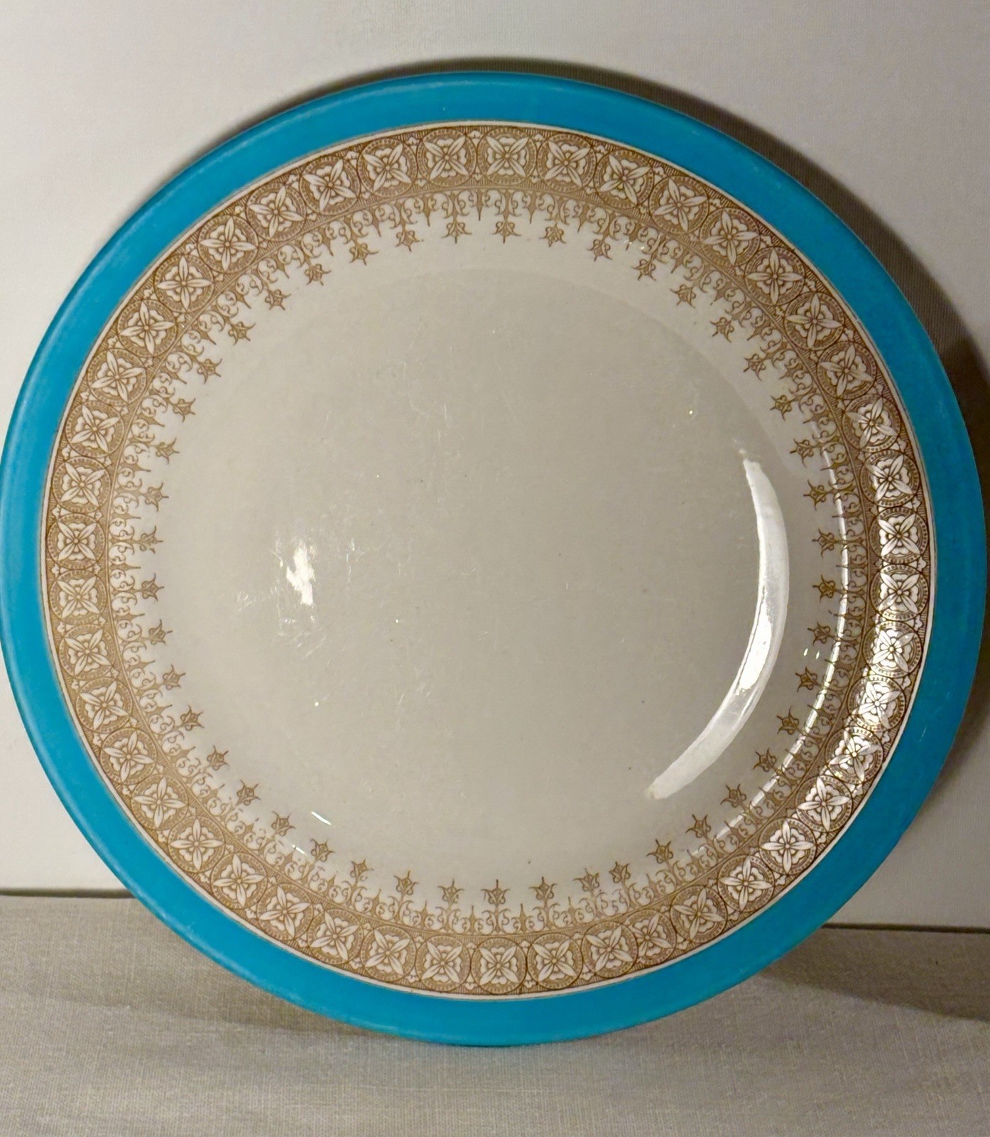 4 Antique Turquoise Gold & Cream Royal Worcester 9” Plates Circa 1888 Pat #2313