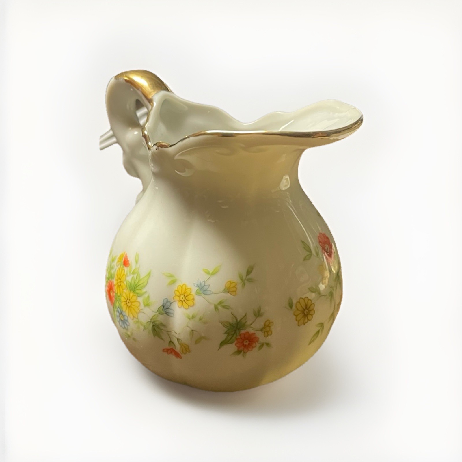 Vintage Lefton China miniature creamer pitcher and matching saucer (floral)