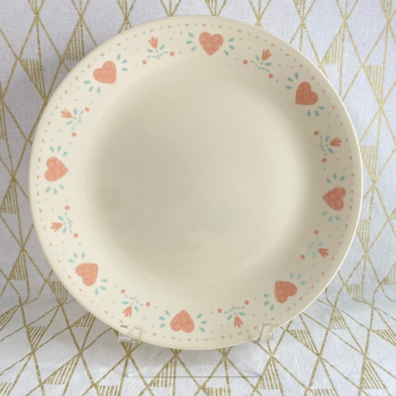 Vintage Corelle Forever Yours Dinnerware ( Pink Hearts / Beige ) – by the piece