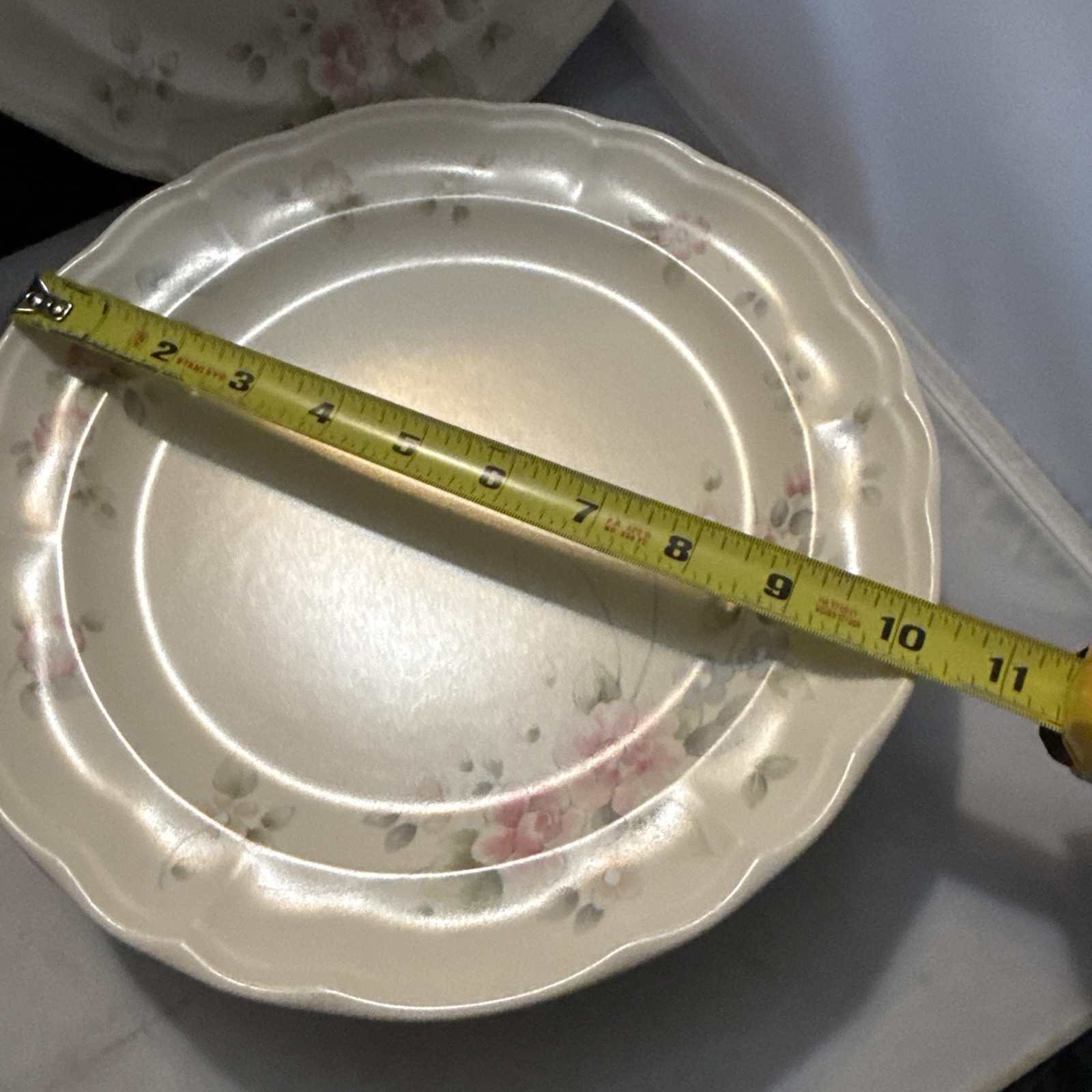 Vintage Pfaltzgraff TEA ROSE Set of 6 Dinner Plates Scalloped Edge 10 3/8”