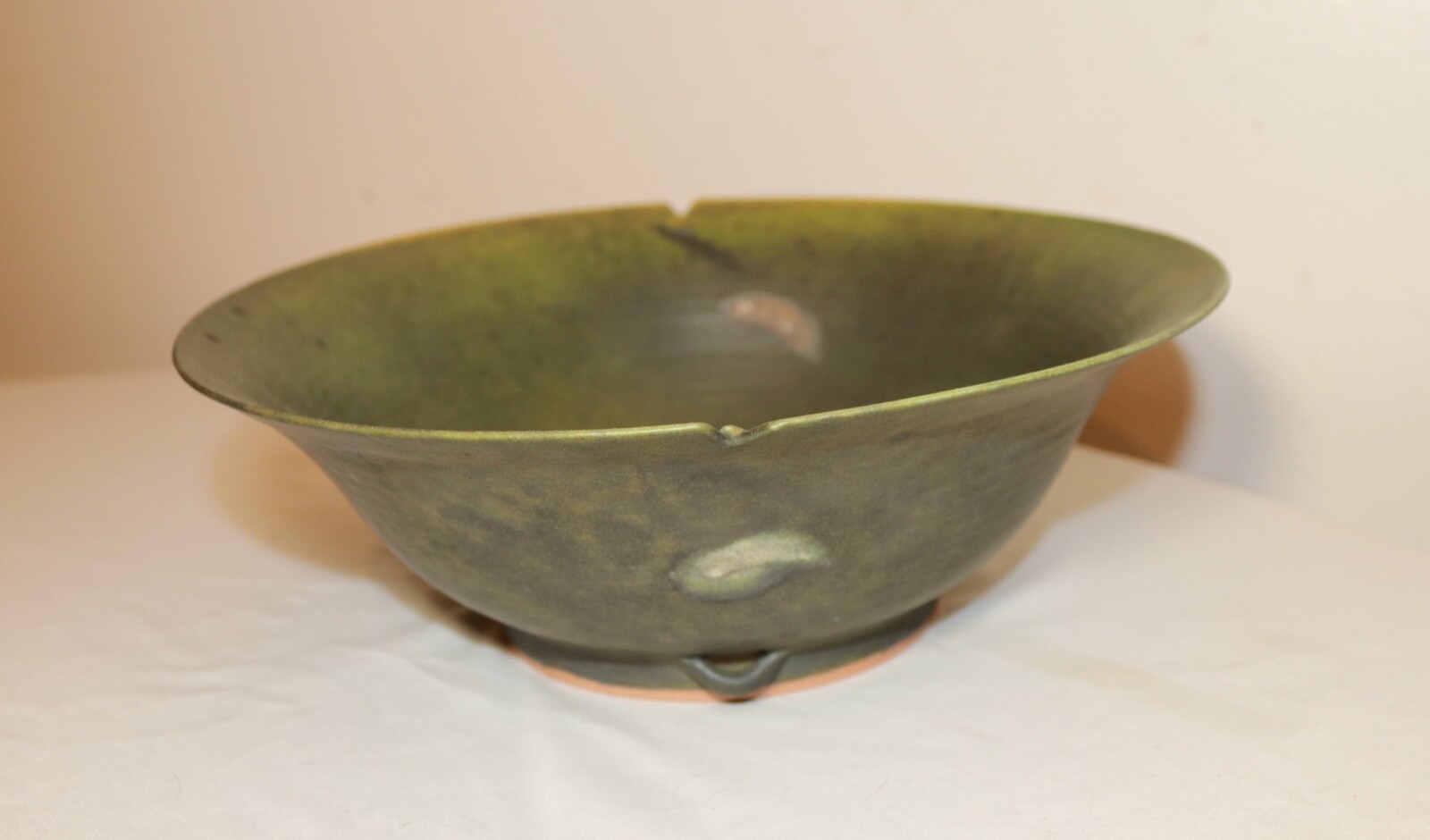 Contemporary Canadian Art Studio Pottery green Centerpiece Bowl By Kayo O’Young