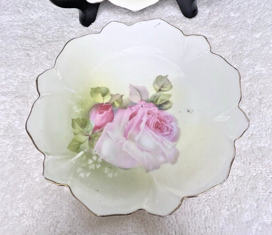 Pair RS Germany Pink Rose Pedal Plates 6 1/4 Inches Beautiful