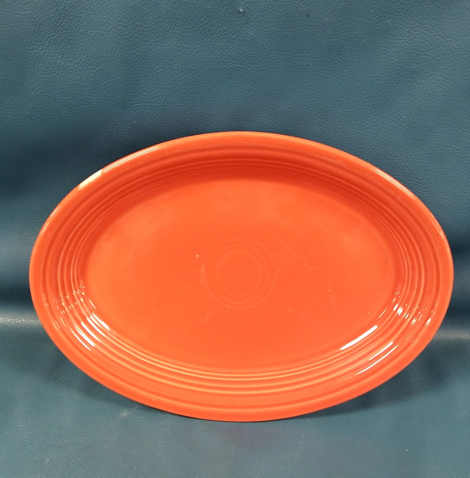 Printed & Embossed Logo Oval Fiesta Ware Serving Platter 13 3/4″ With Flaw