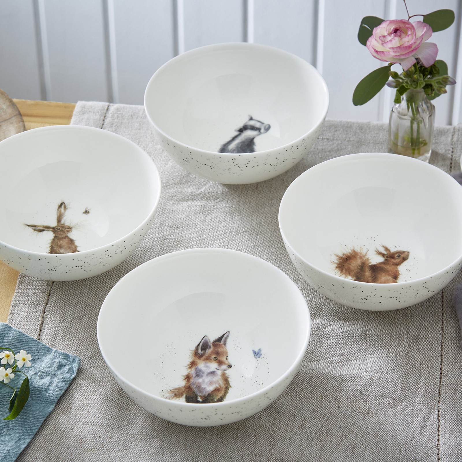 Fine Bone China Cereal Bowls 6.1″ , Set of 4 -Microwave & Dishwasher Safe