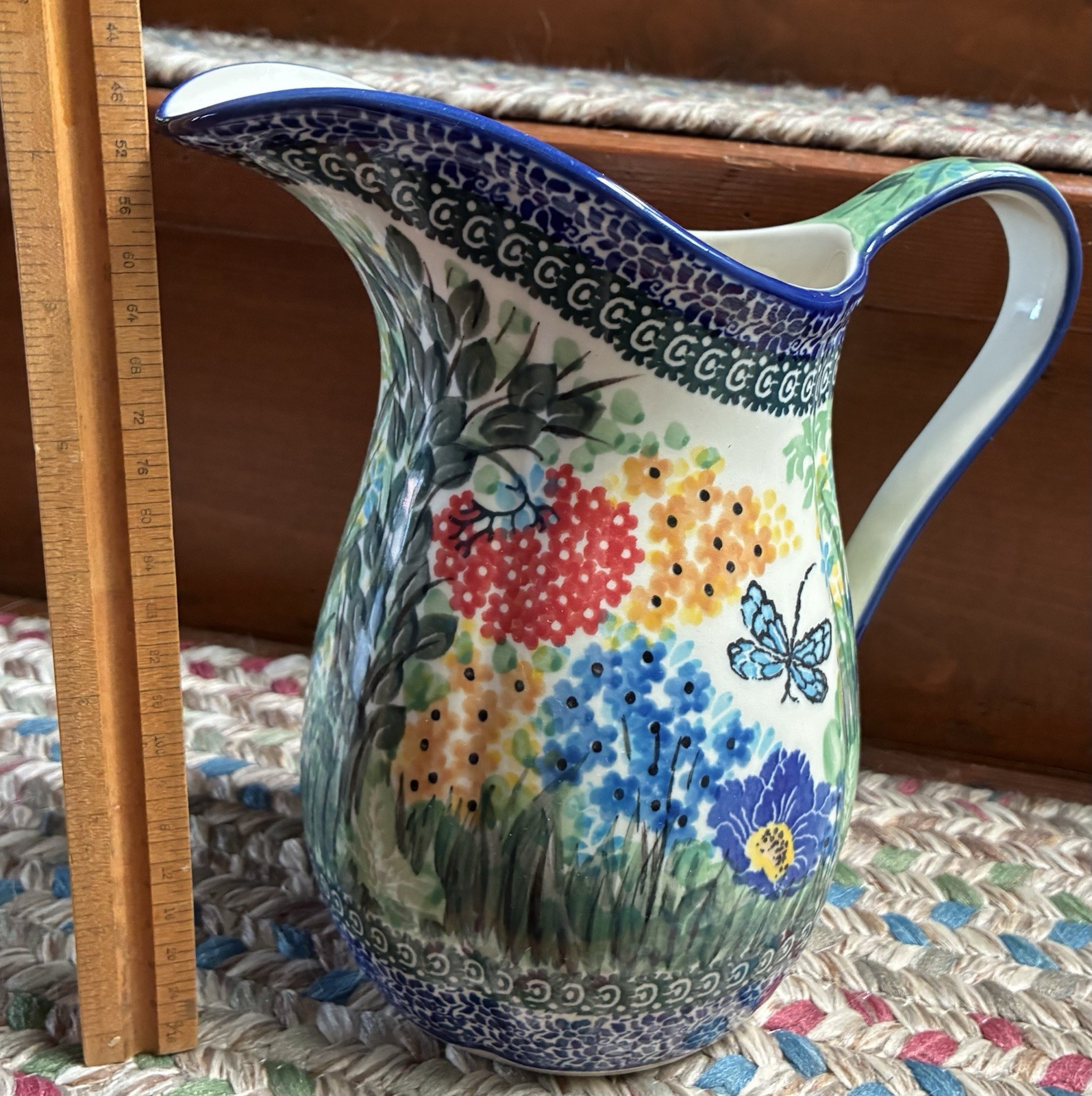 UNIKAT 4612 Blue Rose Polish Pottery 8” Teresa Pitcher